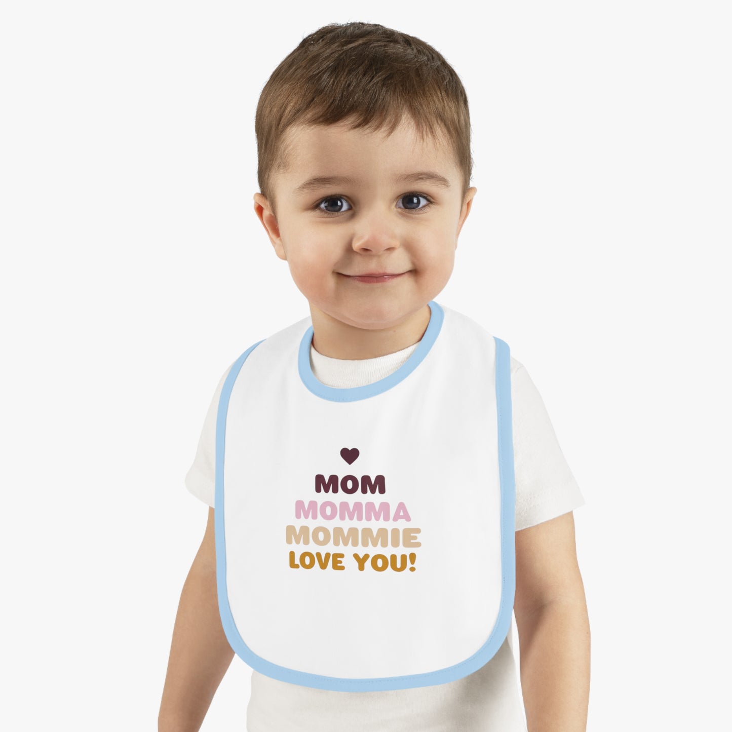 Cute 'Mom Love' Baby Bib – Perfect for New Moms and Gift Celebrations