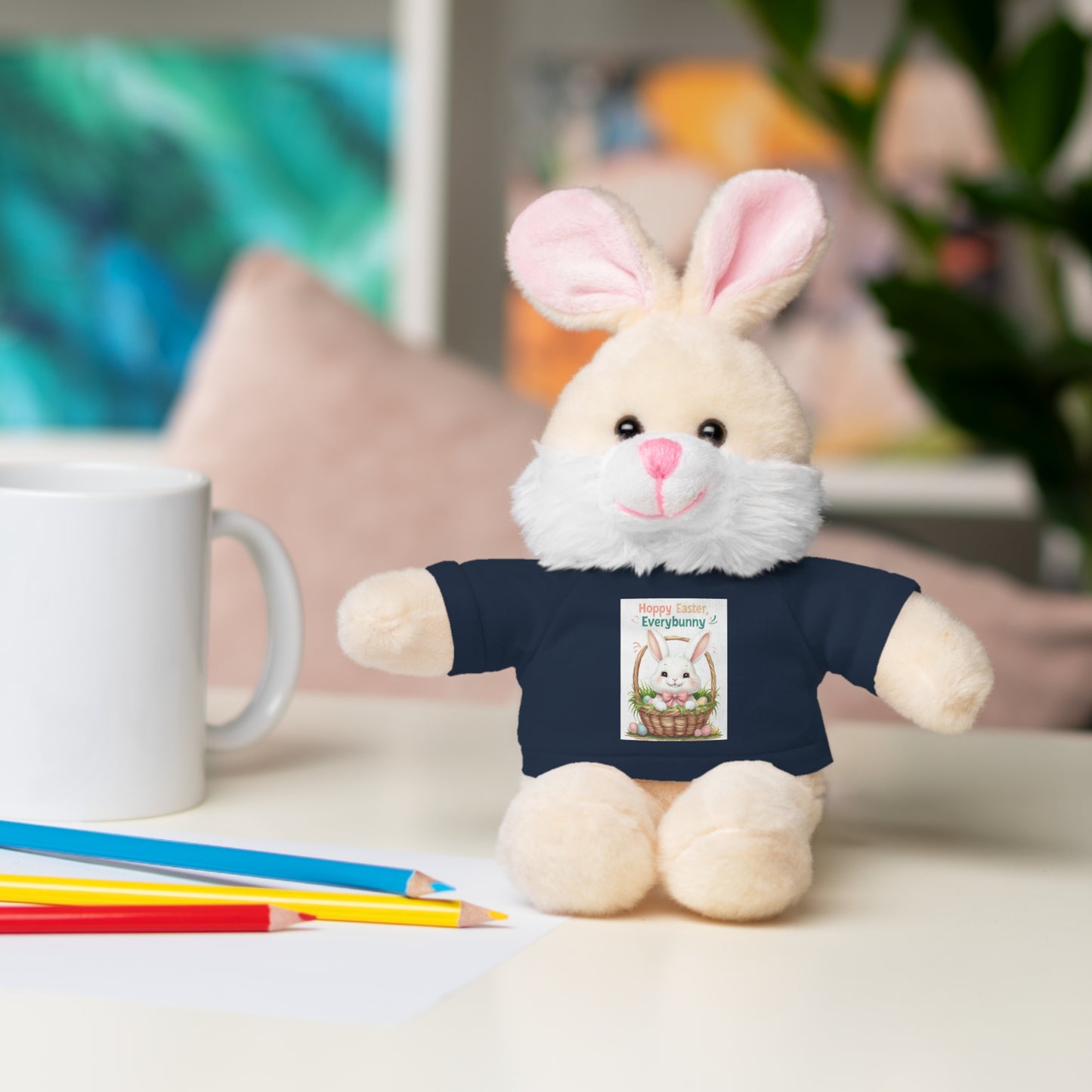 "Hoppy Easter" Easter Stuffed Animal Tee Bear - Perfect Gift for Kids