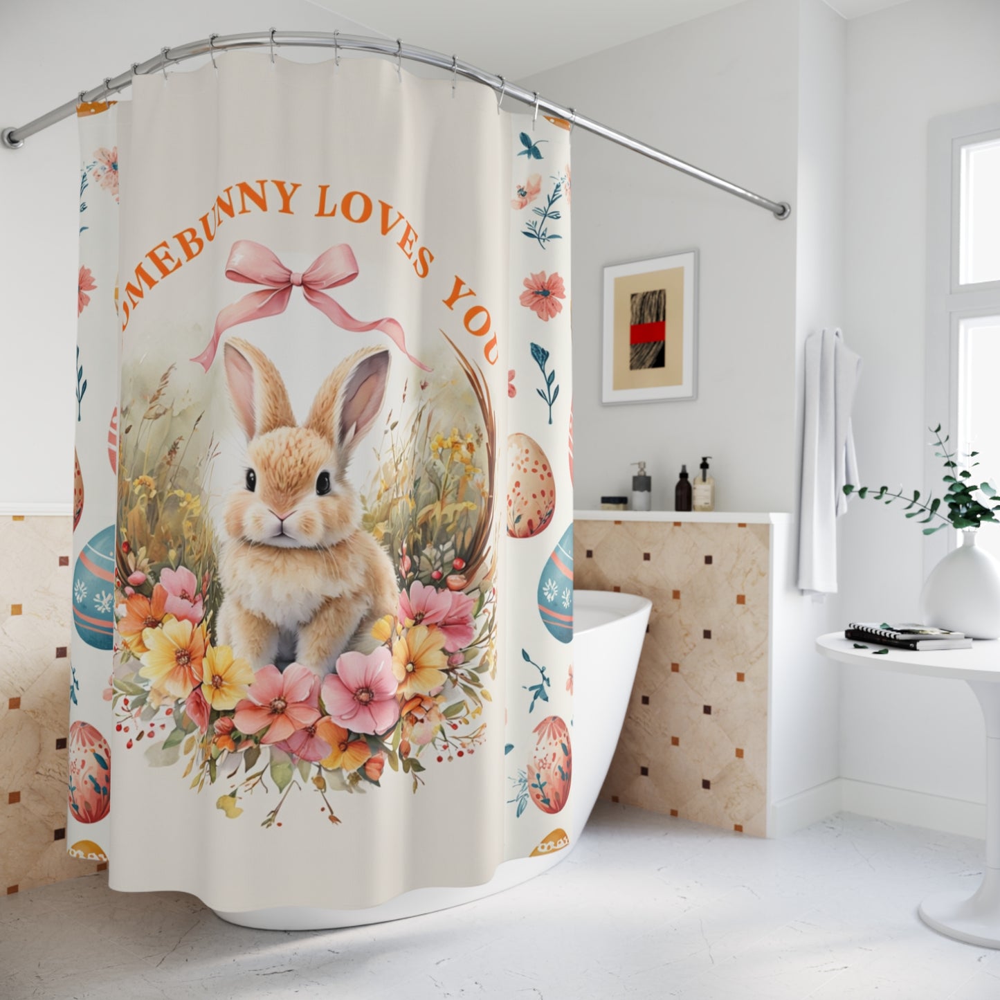 Somebunny Loves You Easter Shower Curtain