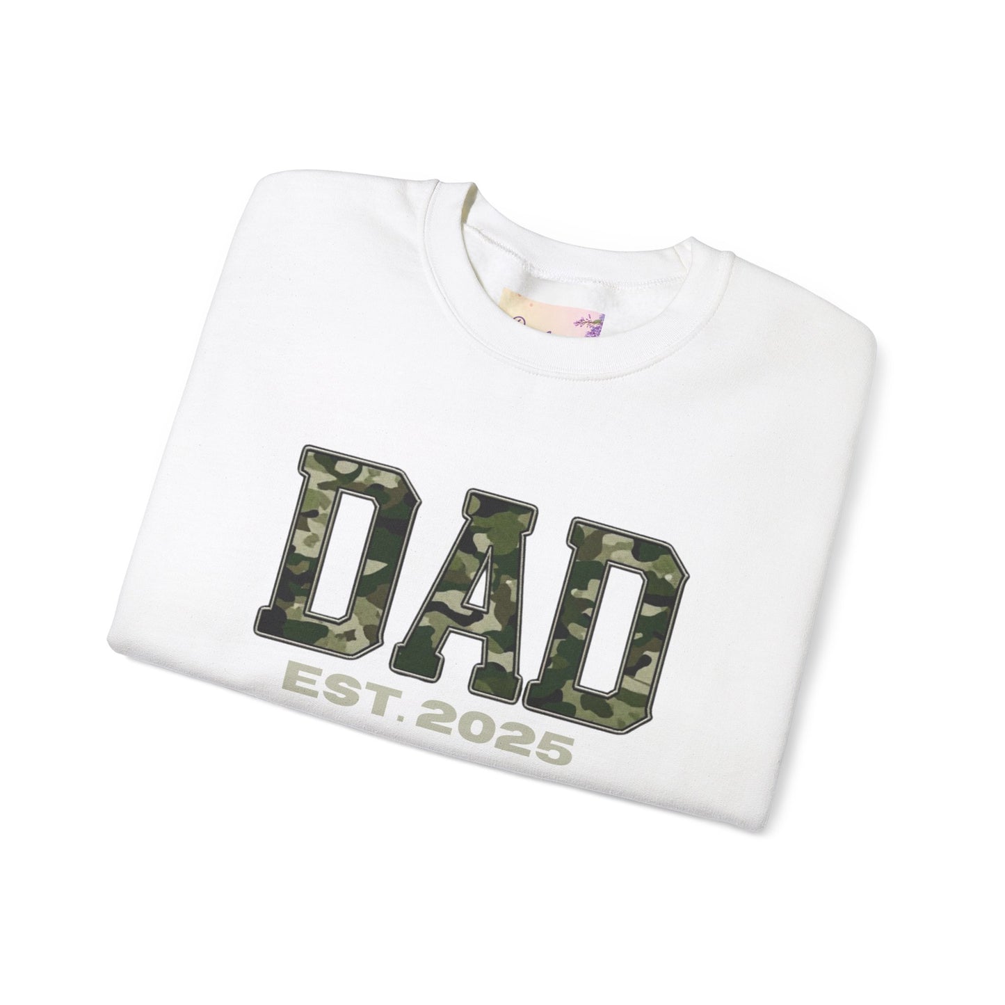 Camo Dad Crewneck Sweatshirt, Perfect Gift for New Dads, Family Gathering, Casual Style, Dad Established 2025, Unisex Sweatshirt