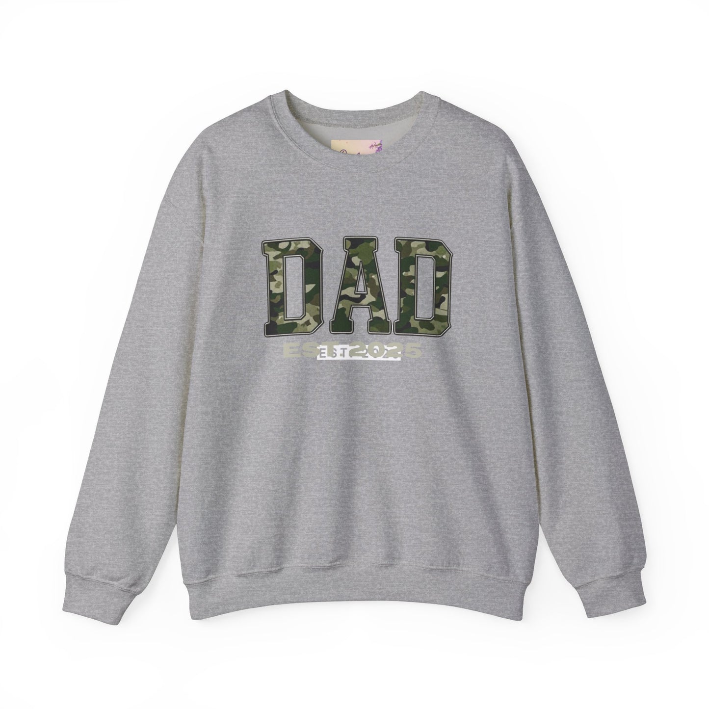 Camo Dad Crewneck Sweatshirt, Perfect Gift for New Dads, Family Gathering, Casual Style, Dad Established 2025, Unisex Sweatshirt