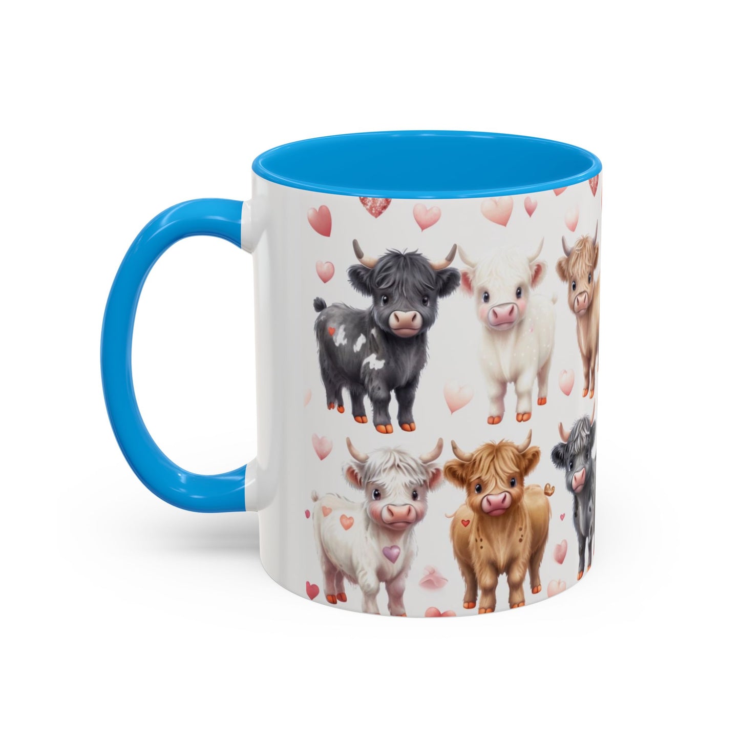 Valentines Mini Highland Cow Cermaic 11oz Color Mug Gift for Her, Him, Them, Child