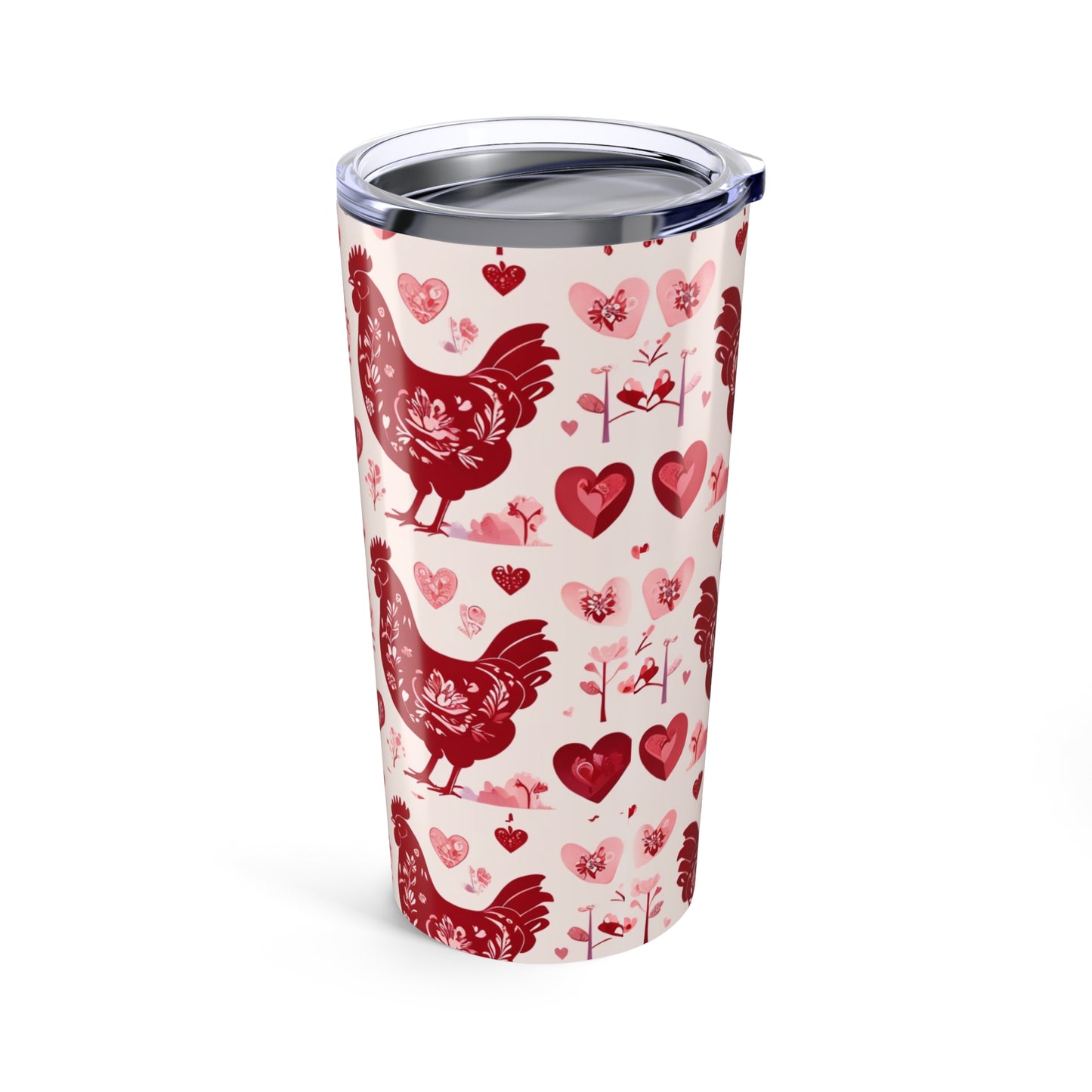 Personalized Chicken Valentine Tumbler, 20oz Insulated Cup Gift for Her Him Love Them Child, Custom Name, Stainless Steel Beverage