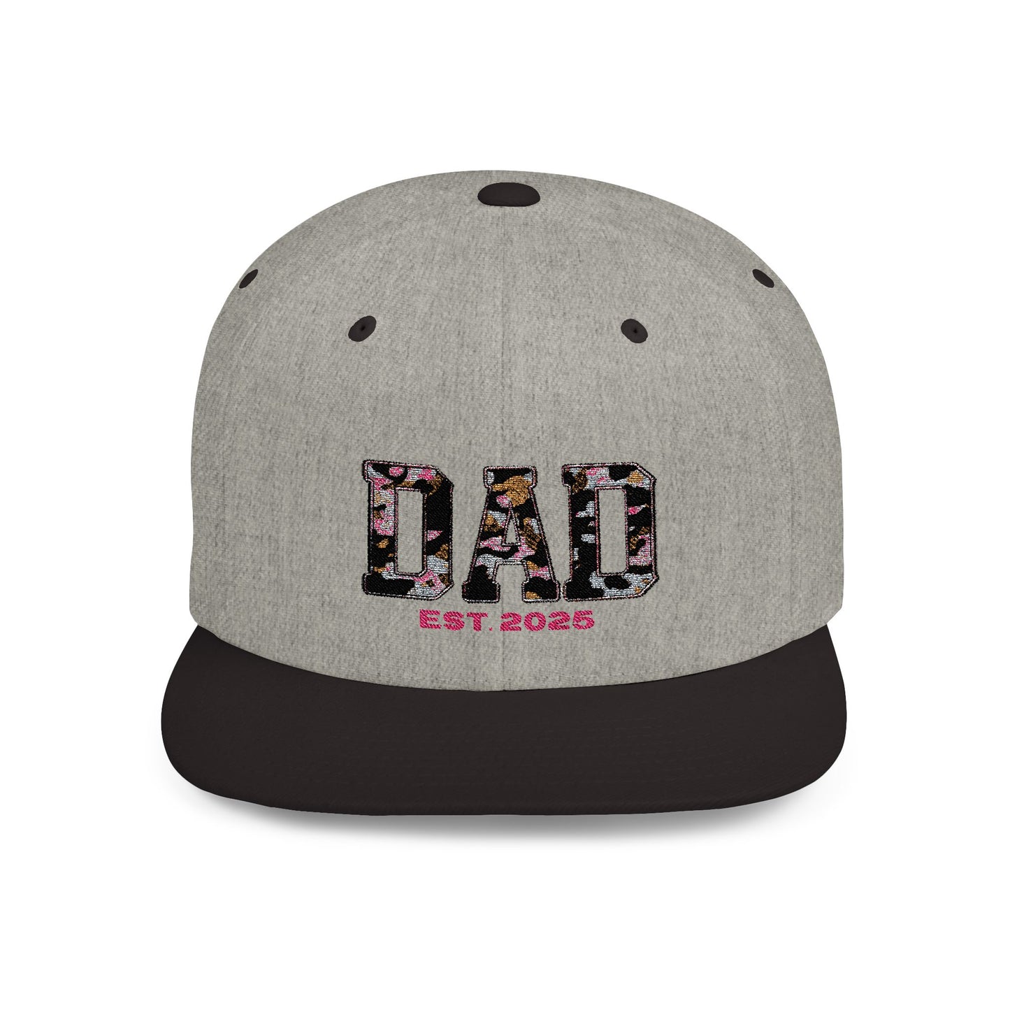 Flat Bill Snapback Cap - Dad Fathers Day Birthday New Baby Personalize Gift, Add Childs Name, Holiday Hat