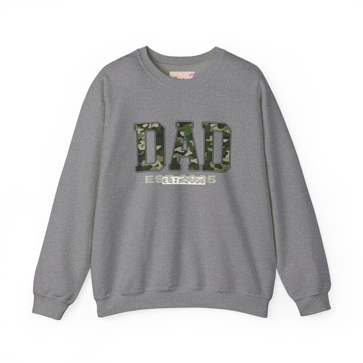 Camo Dad Crewneck Sweatshirt, Perfect Gift for New Dads, Family Gathering, Casual Style, Dad Established 2025, Unisex Sweatshirt