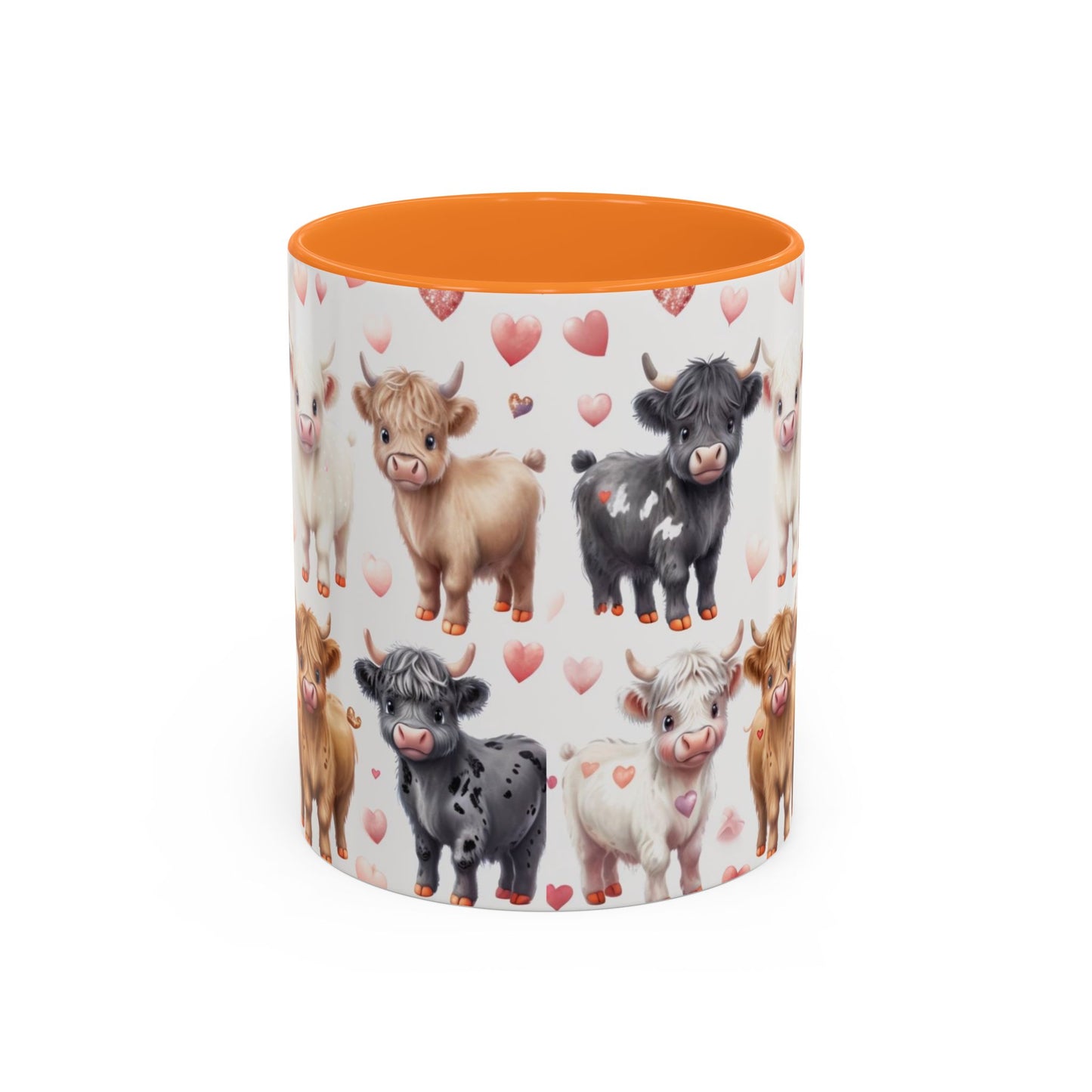 Valentines Mini Highland Cow Cermaic 11oz Color Mug Gift for Her, Him, Them, Child