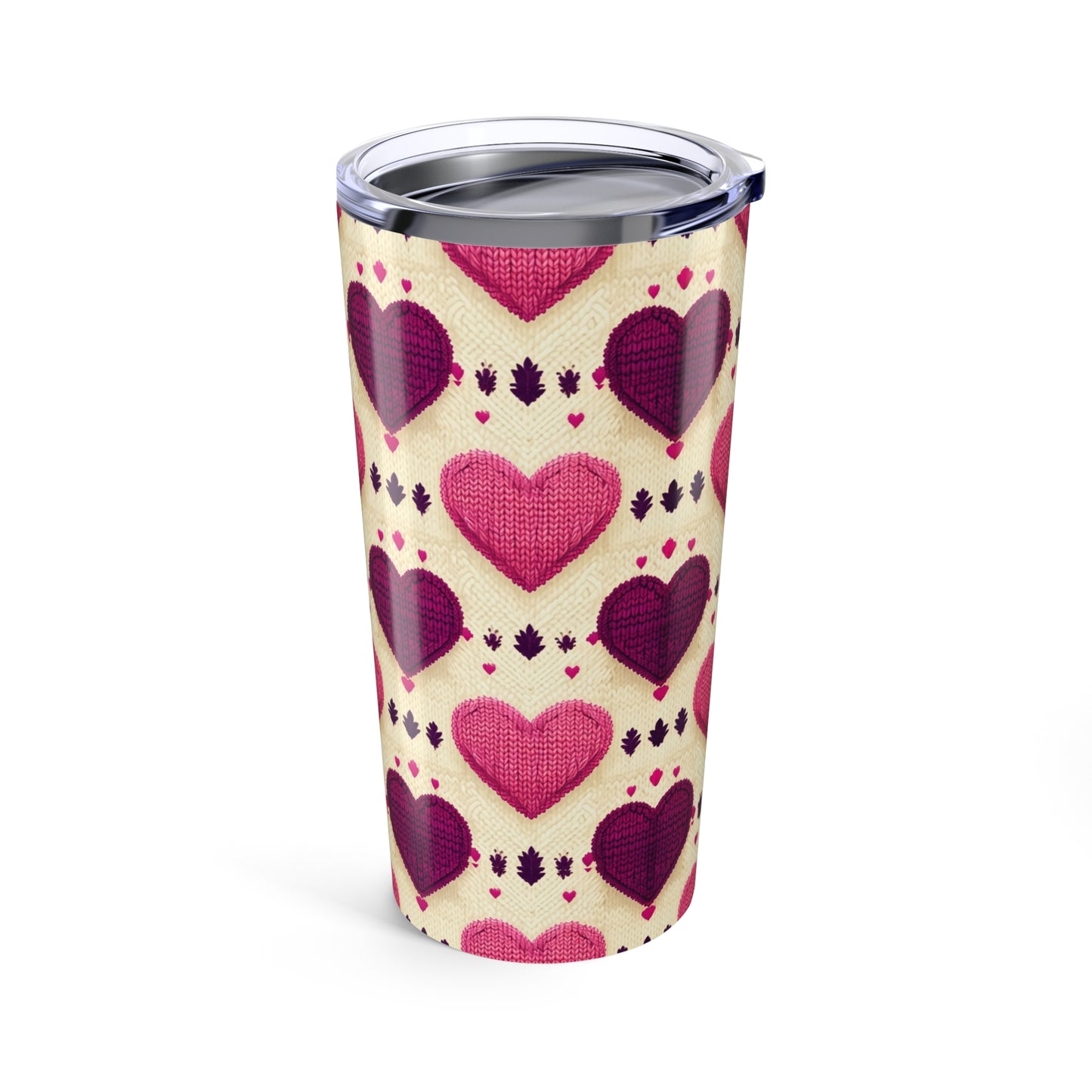 Heart Sweater 20oz Tumbler - Valentine Gift for Her Him Them Child, Holiday Cup, Love Mug, Cute Drinkware, Heart Pattern Travel Cup