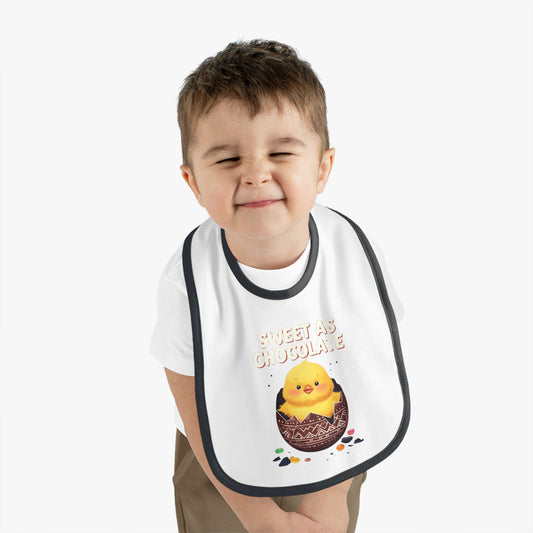 Sweet As Chocolate Baby Bib - Cute Contrast Trim Bib for Mess-Free Feeding