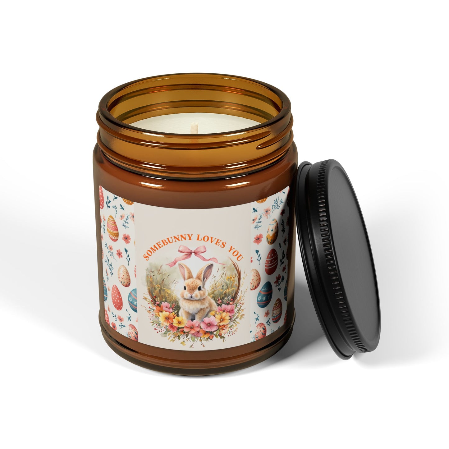 Easter Bunny Scented Soy Candle - Amber Jar (Candle Match Books)