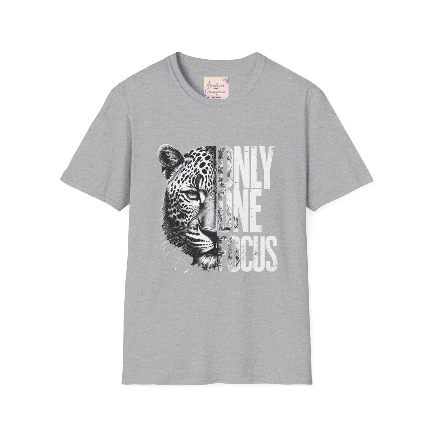 Only One Focus Leopard Graphic T-Shirt - Unisex Softstyle Tee for Animal Lovers