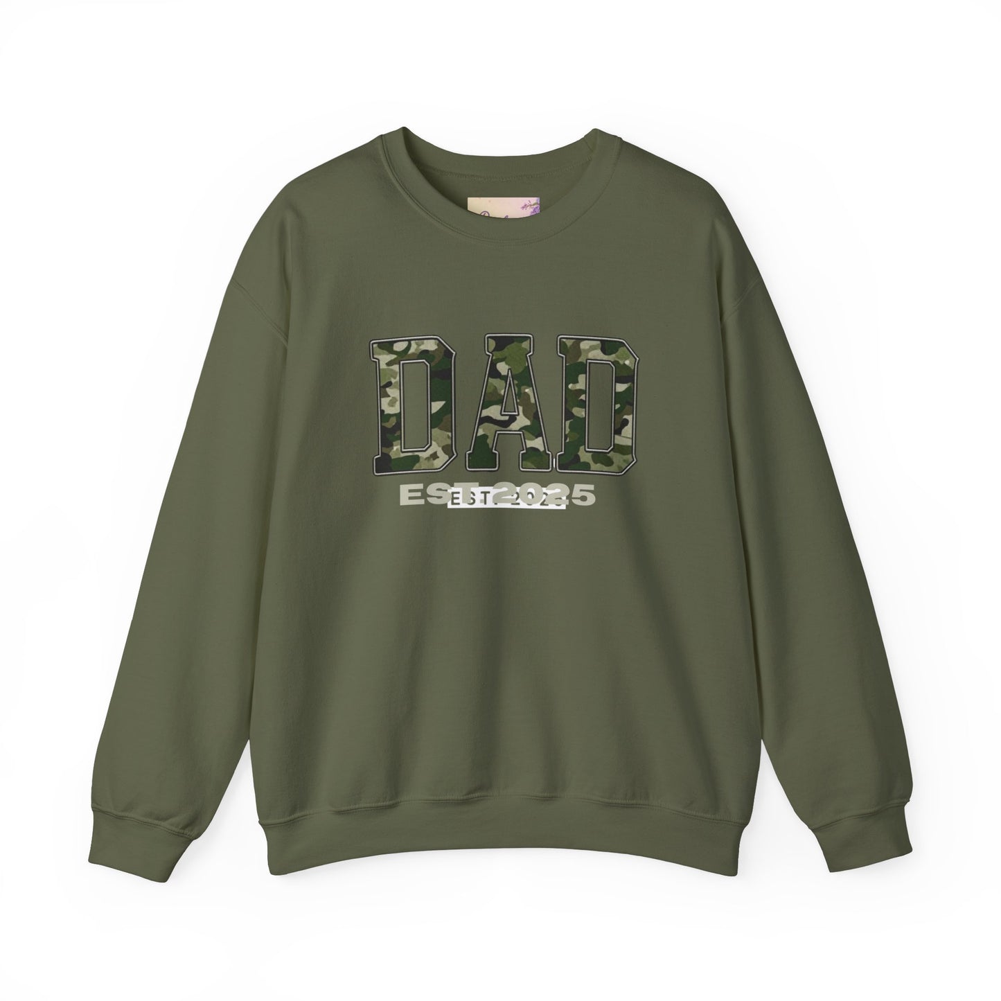 Camo Dad Crewneck Sweatshirt, Perfect Gift for New Dads, Family Gathering, Casual Style, Dad Established 2025, Unisex Sweatshirt