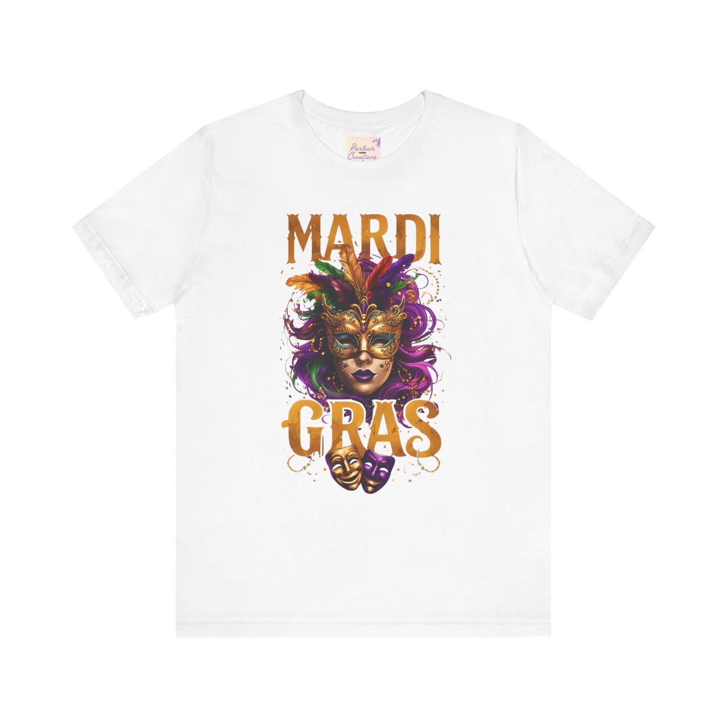 Mardi Gras Unisex Tee, festive t-shirt, carnival shirt, party apparel, mask design, celebration outfit