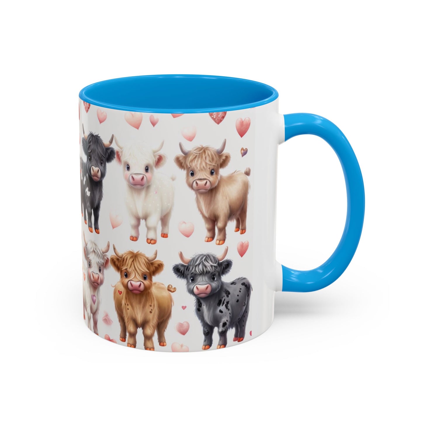 Valentines Mini Highland Cow Cermaic 11oz Color Mug Gift for Her, Him, Them, Child