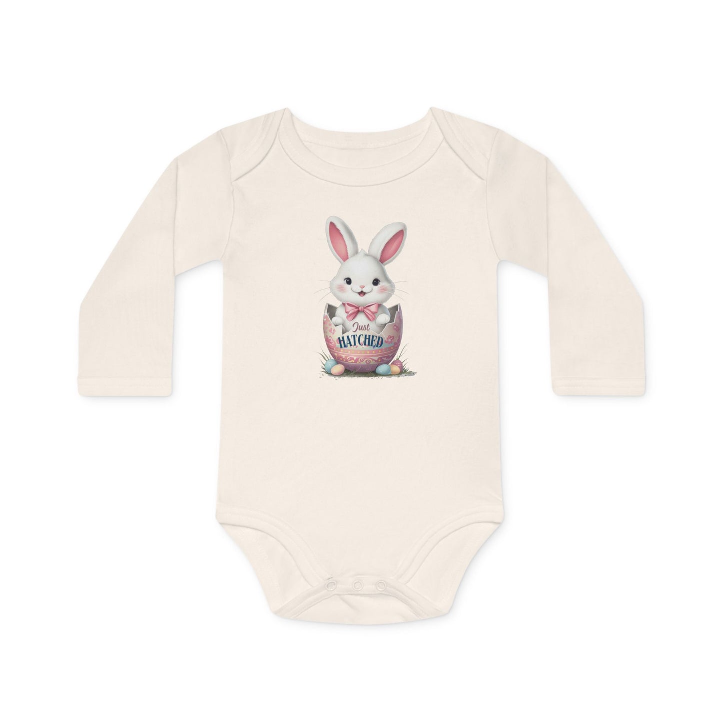 Cute Easter Bunny Organic Baby Bodysuit | Long Sleeve Infant Shirt