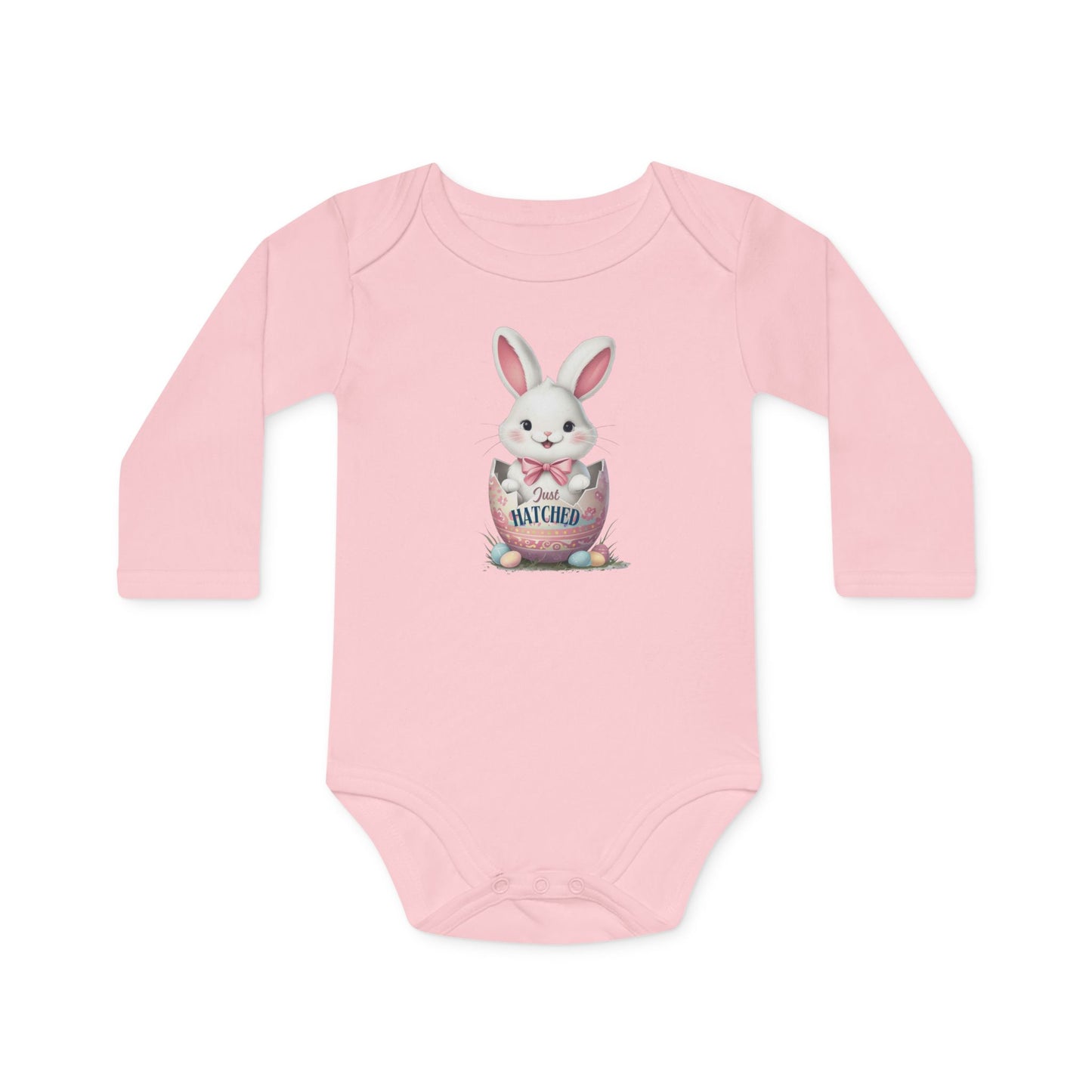 Cute Easter Bunny Organic Baby Bodysuit | Long Sleeve Infant Shirt