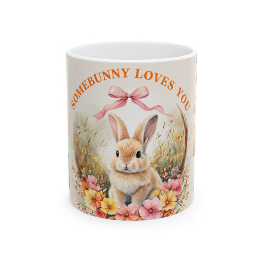 Somebunny Loves You Floral Easter Ceramic Mug