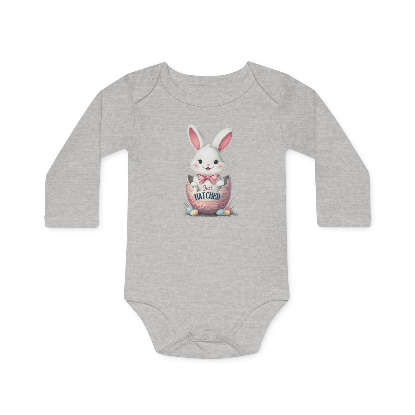 Cute Easter Bunny Organic Baby Bodysuit | Long Sleeve Infant Shirt