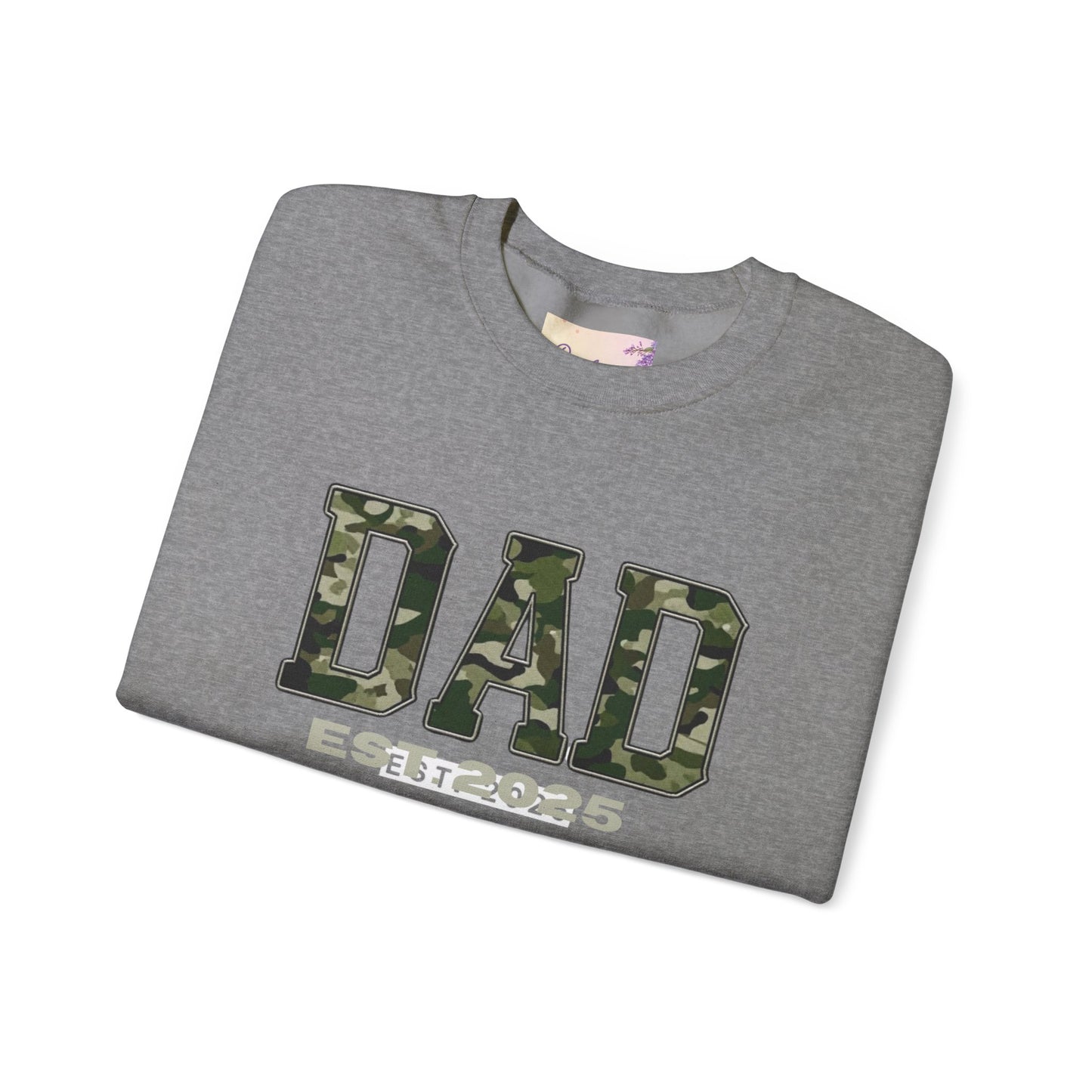 Camo Dad Crewneck Sweatshirt, Perfect Gift for New Dads, Family Gathering, Casual Style, Dad Established 2025, Unisex Sweatshirt