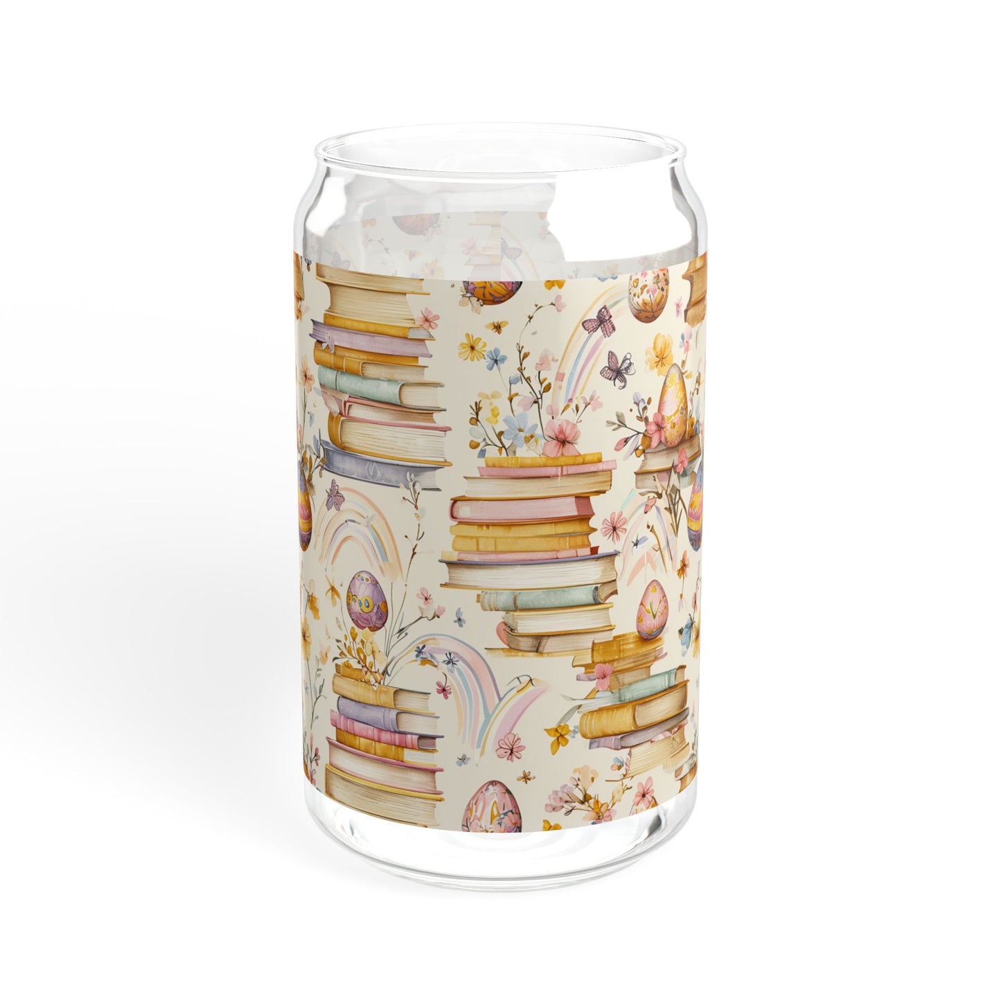 Easter Literary Garden Sipper Glass | 16oz Floral Book Design