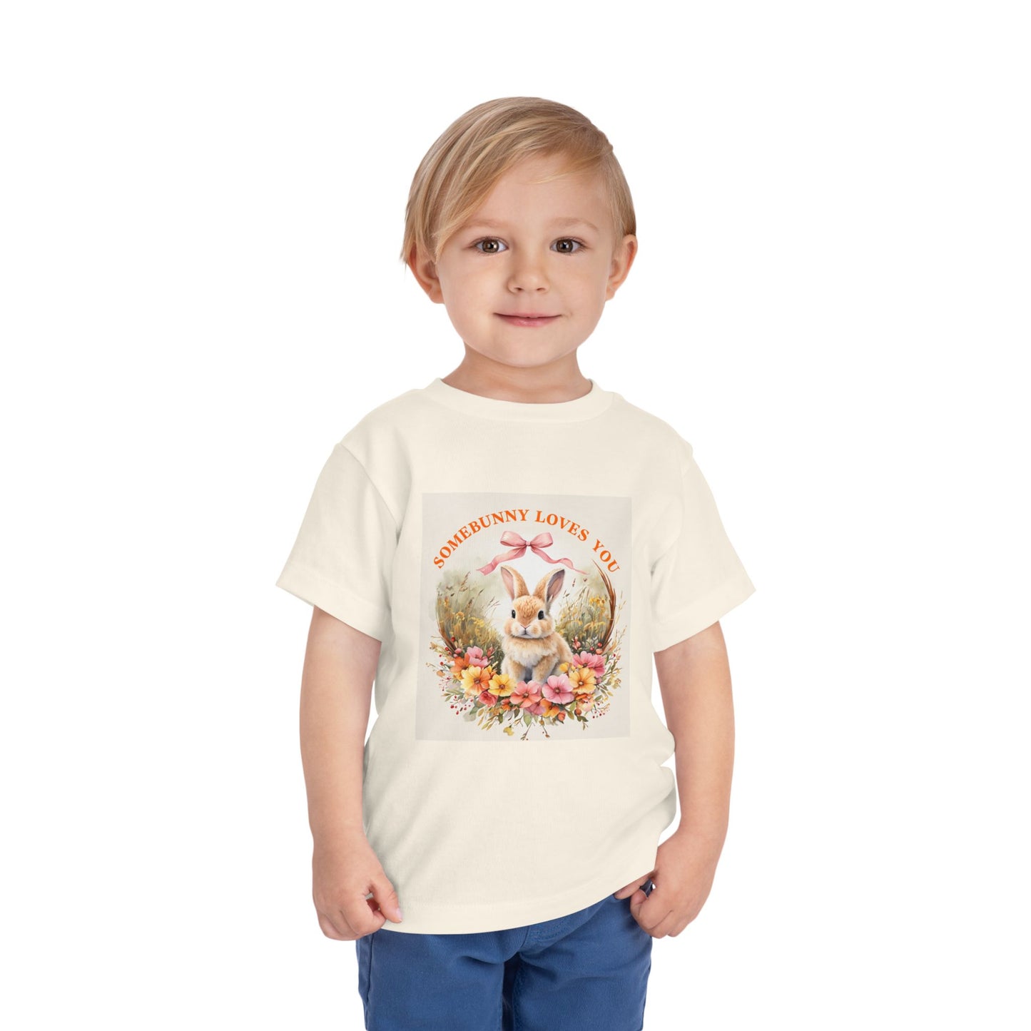 Toddler Short Sleeve Tee - 'Somebunny Loves You' Cute Bunny Design for Easter & Spring Celebrations