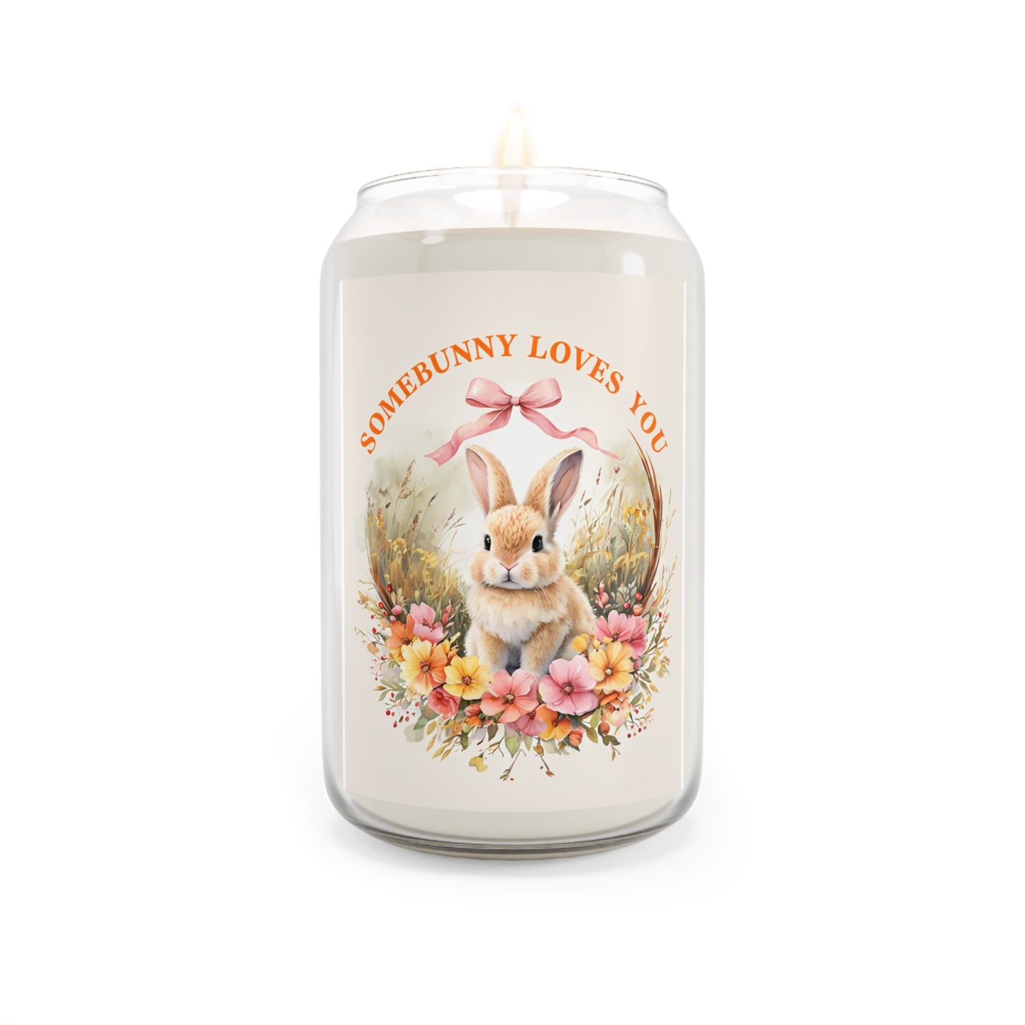 Somebunny Loves You Scented Candle - 13.75oz Floral Bunny Design (Candle Match Books)