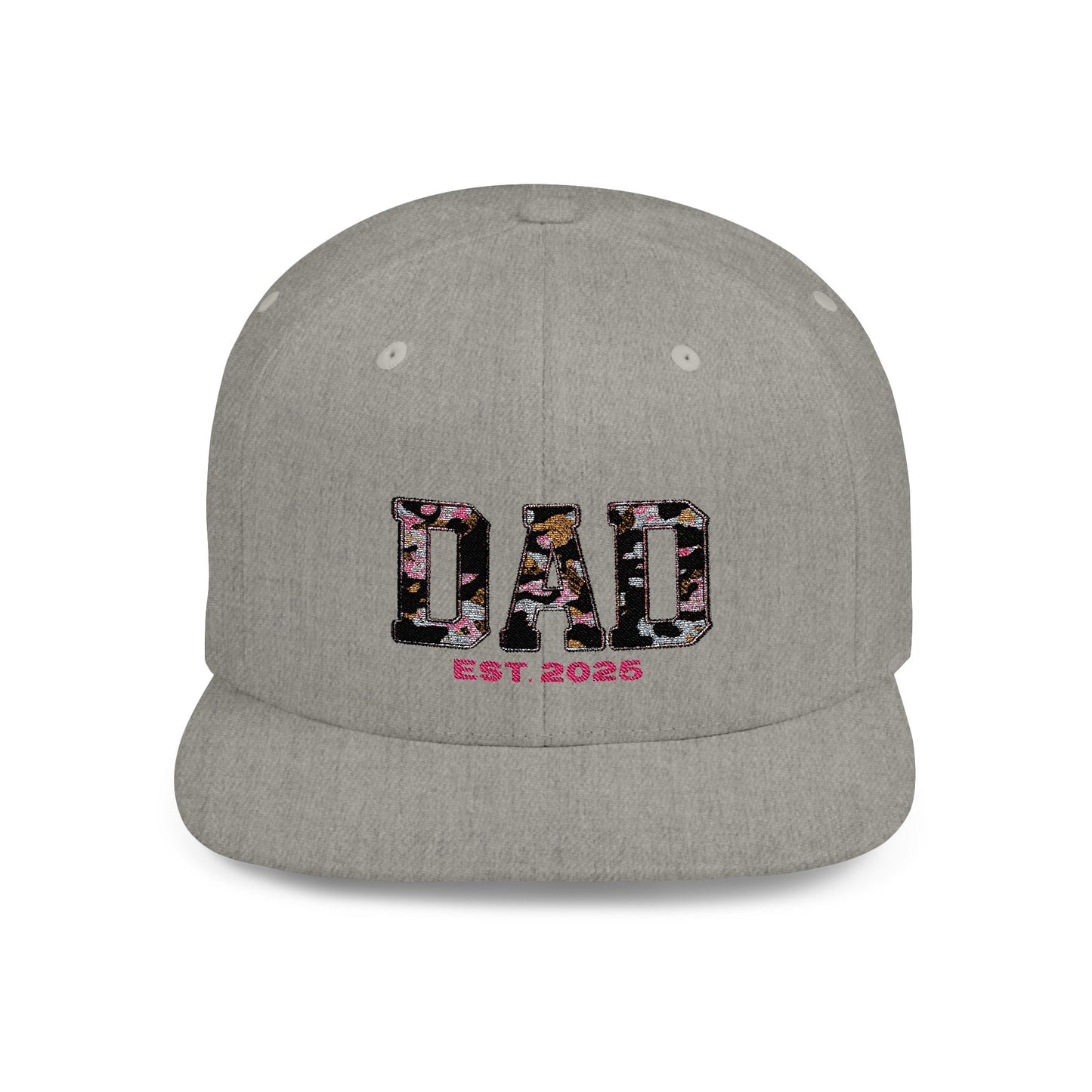 Flat Bill Snapback Cap - Dad Fathers Day Birthday New Baby Personalize Gift, Add Childs Name, Holiday Hat