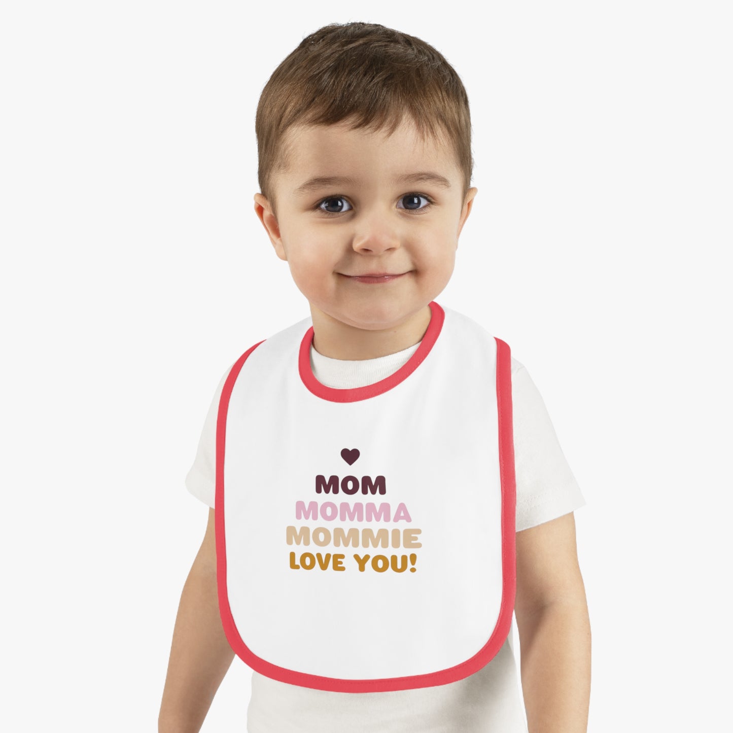 Cute 'Mom Love' Baby Bib – Perfect for New Moms and Gift Celebrations