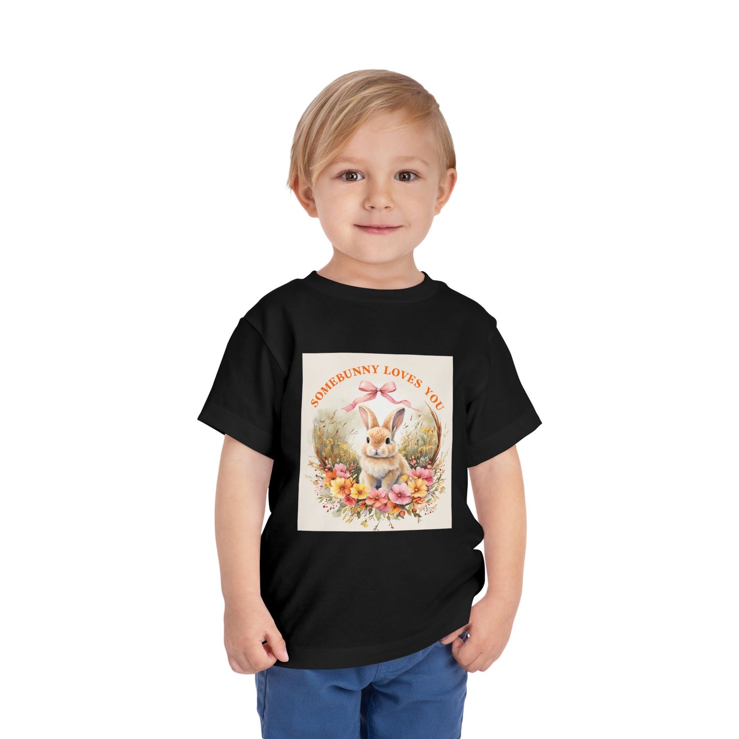 Toddler Short Sleeve Tee - 'Somebunny Loves You' Cute Bunny Design for Easter & Spring Celebrations