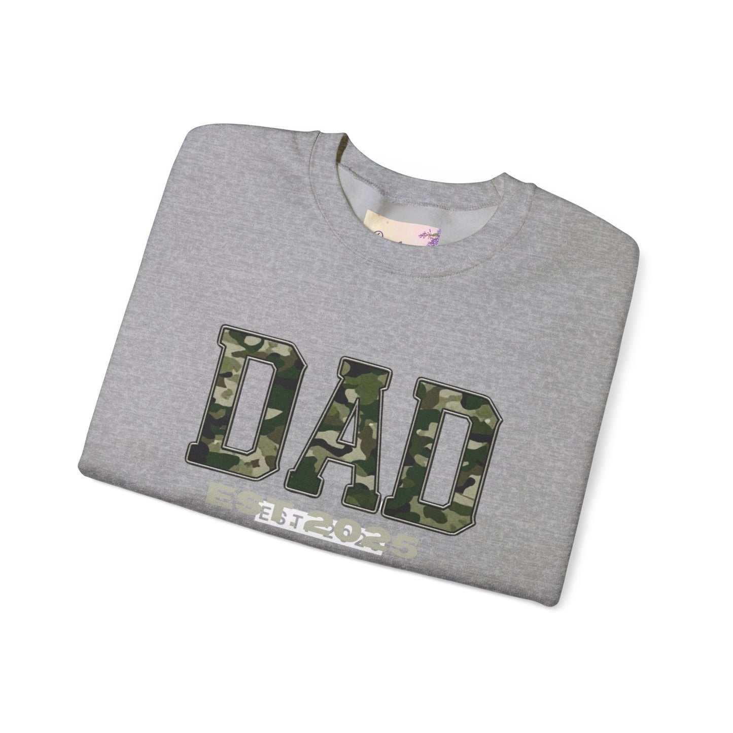 Camo Dad Crewneck Sweatshirt, Perfect Gift for New Dads, Family Gathering, Casual Style, Dad Established 2025, Unisex Sweatshirt