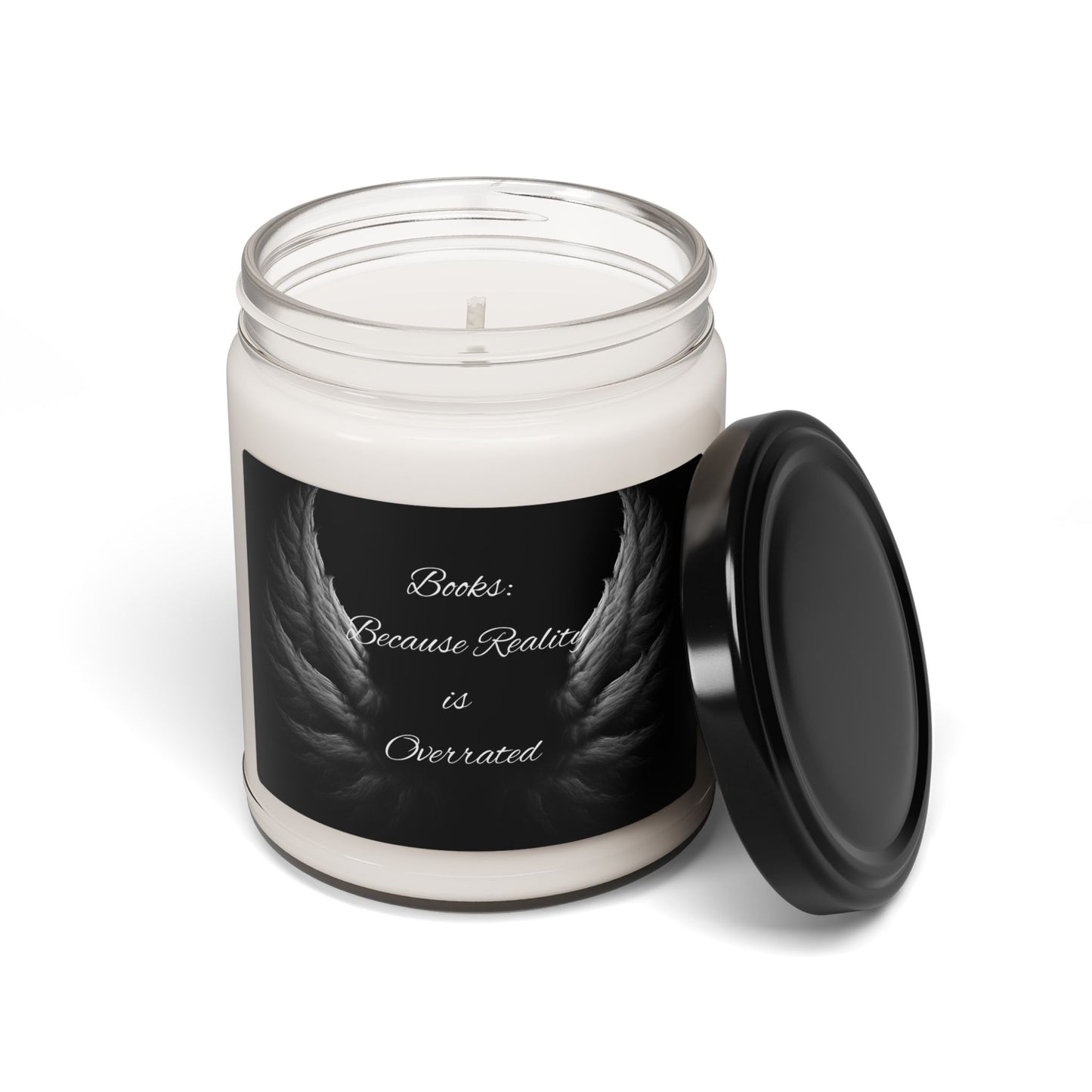 Scented Soy Candle - 'Books: Because Reality is Overrated' - Cozy Reading Companion