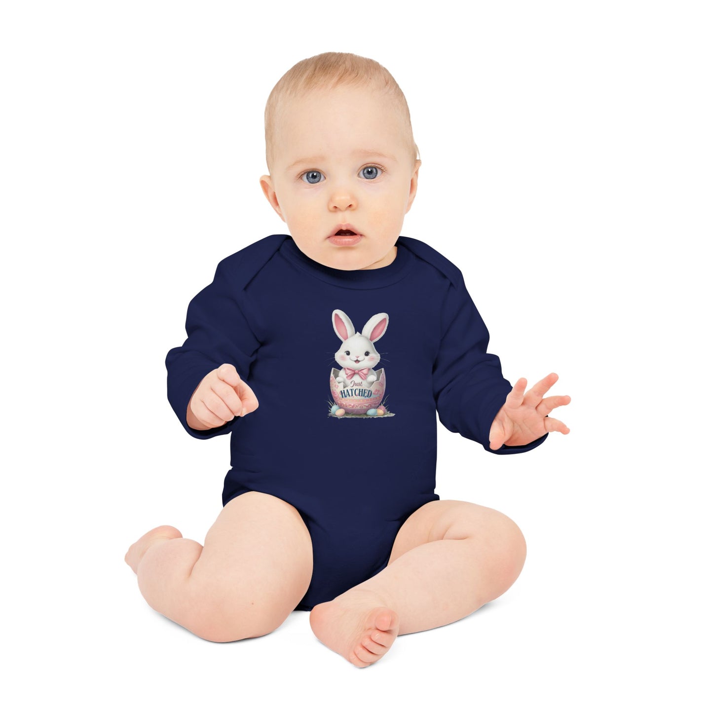 Cute Easter Bunny Organic Baby Bodysuit | Long Sleeve Infant Shirt