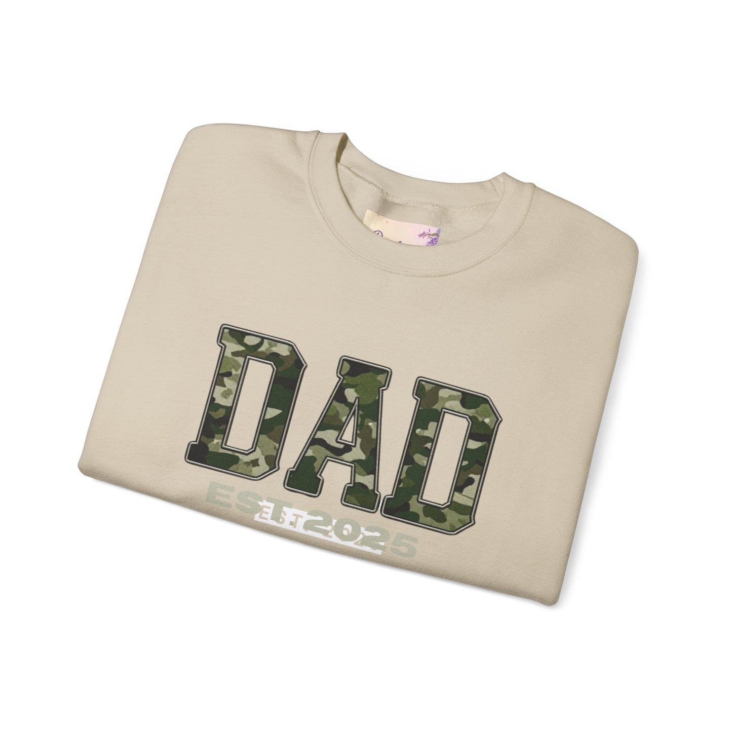 Camo Dad Crewneck Sweatshirt, Perfect Gift for New Dads, Family Gathering, Casual Style, Dad Established 2025, Unisex Sweatshirt