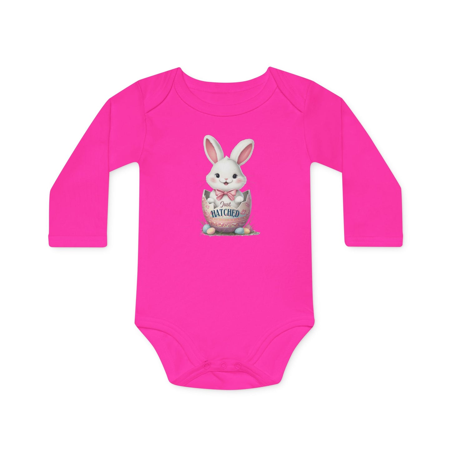 Cute Easter Bunny Organic Baby Bodysuit | Long Sleeve Infant Shirt