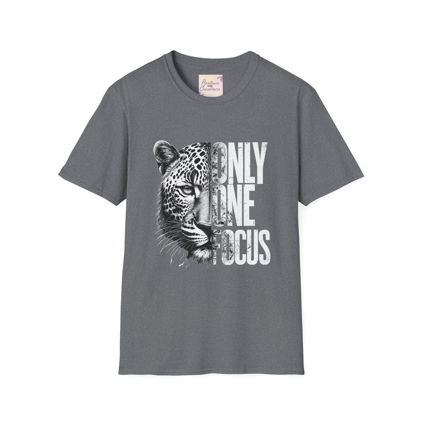 Only One Focus Leopard Graphic T-Shirt - Unisex Softstyle Tee for Animal Lovers