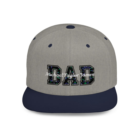 Custom Dad Snapback Hat - Fathers Day Gift, Flat Bill Cap for New Day Celebration, Personalized Birthday Present