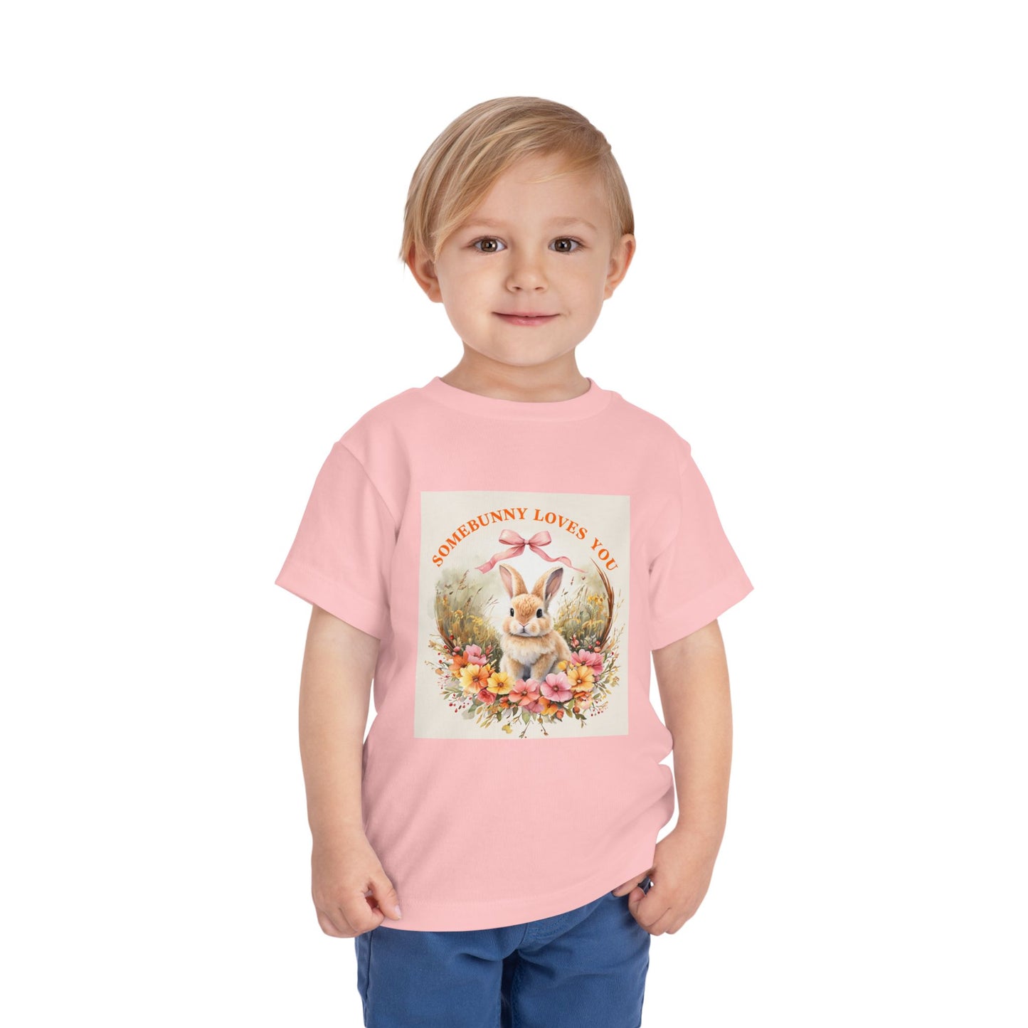 Toddler Short Sleeve Tee - 'Somebunny Loves You' Cute Bunny Design for Easter & Spring Celebrations