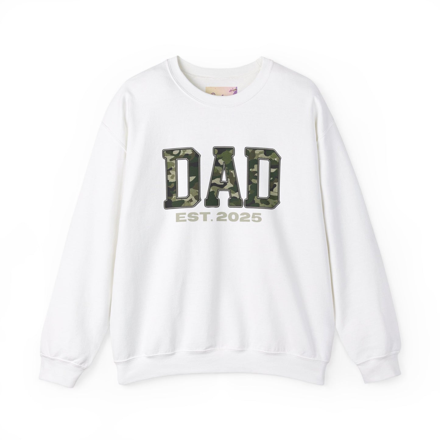 Camo Dad Crewneck Sweatshirt, Perfect Gift for New Dads, Family Gathering, Casual Style, Dad Established 2025, Unisex Sweatshirt