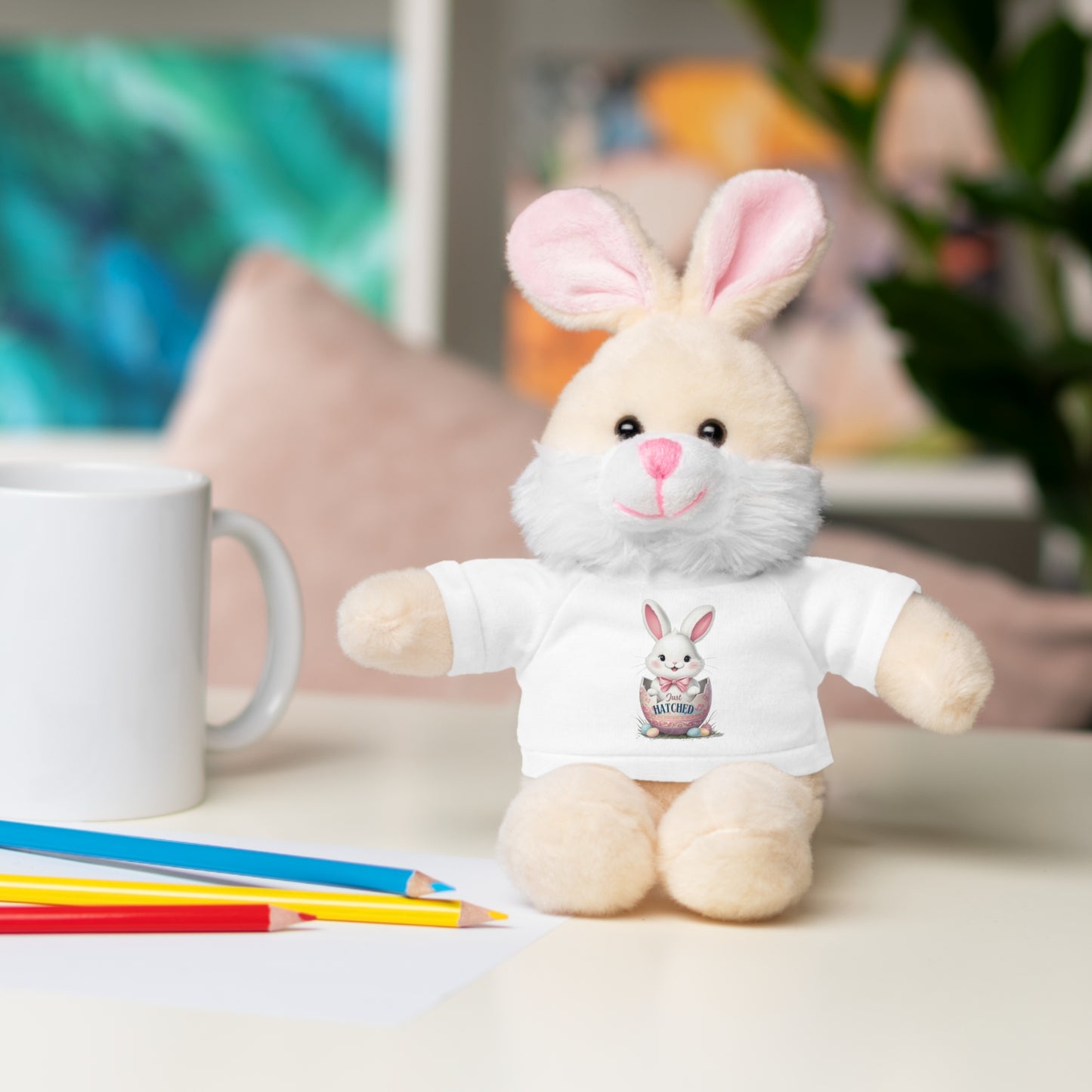 Adorable Bunny Tee "Just Hatched" Stuffed Animal - Perfect Gift for Kids