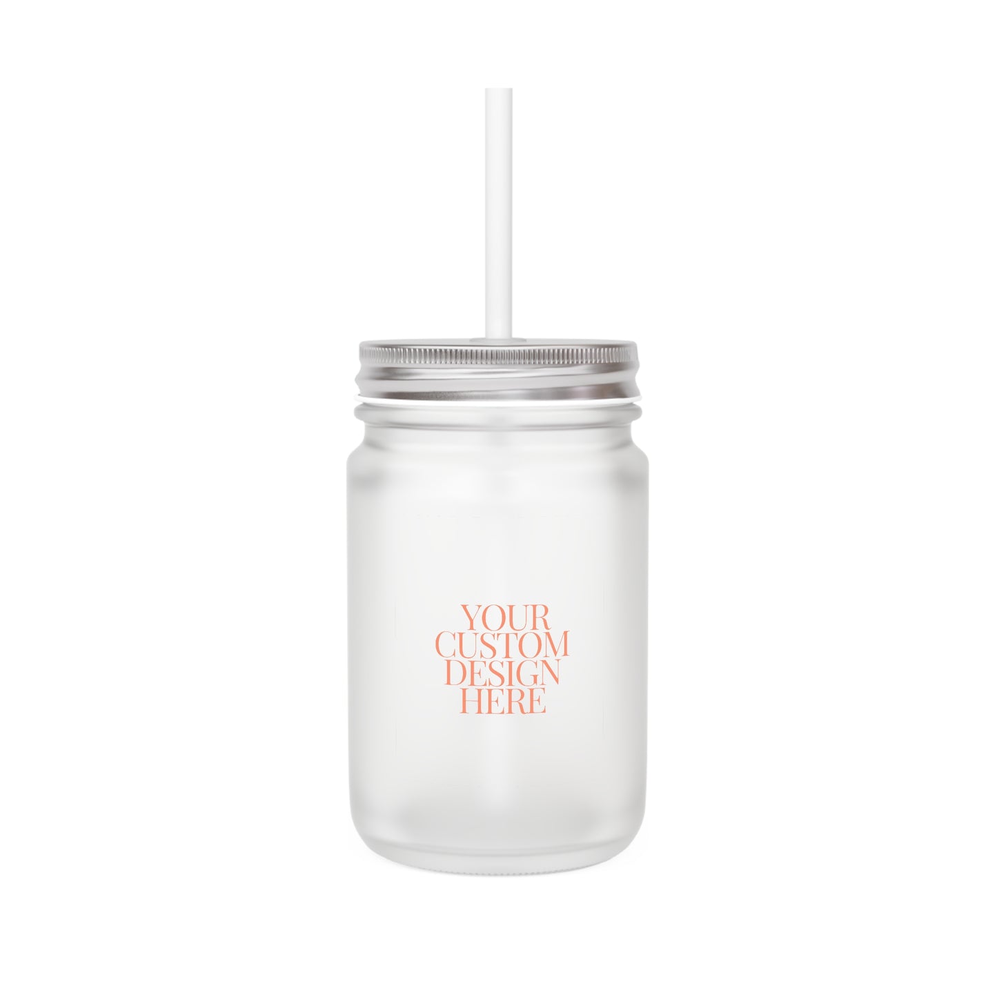 Customizable Frosted Mason Jar with Straw - Perfect for Parties & Gifts