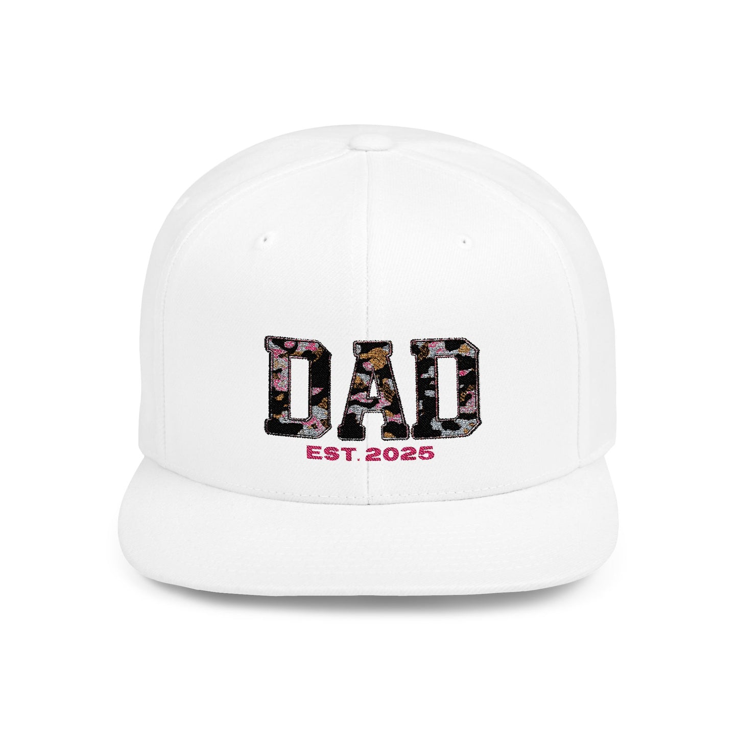 Flat Bill Snapback Cap - Dad Fathers Day Birthday New Baby Personalize Gift, Add Childs Name, Holiday Hat