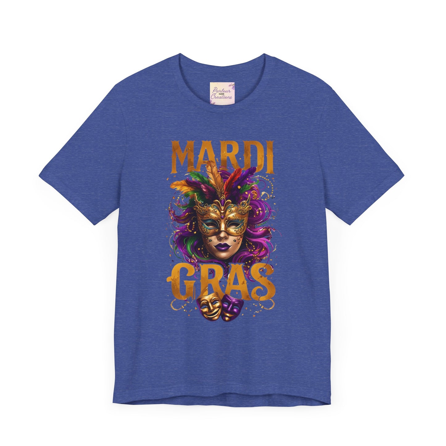 Mardi Gras Unisex Tee, festive t-shirt, carnival shirt, party apparel, mask design, celebration outfit