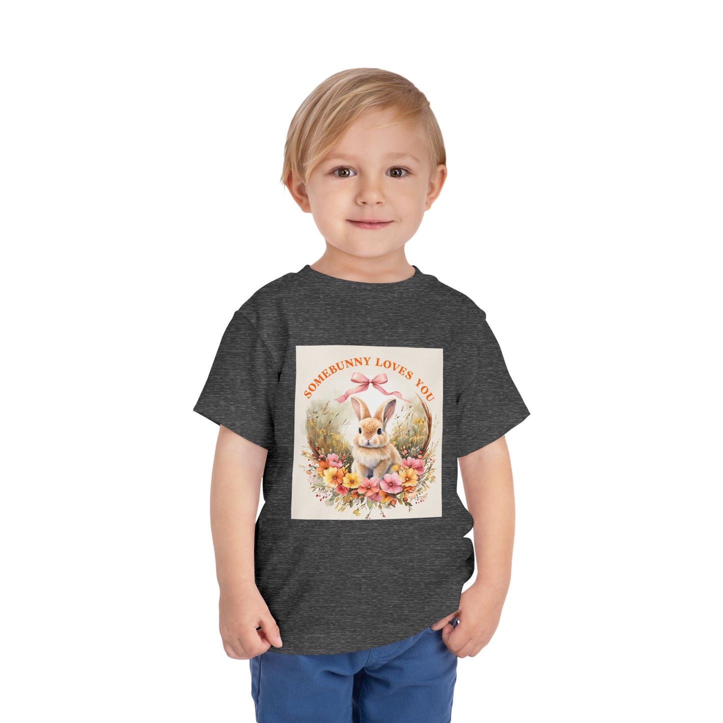 Toddler Short Sleeve Tee - 'Somebunny Loves You' Cute Bunny Design for Easter & Spring Celebrations