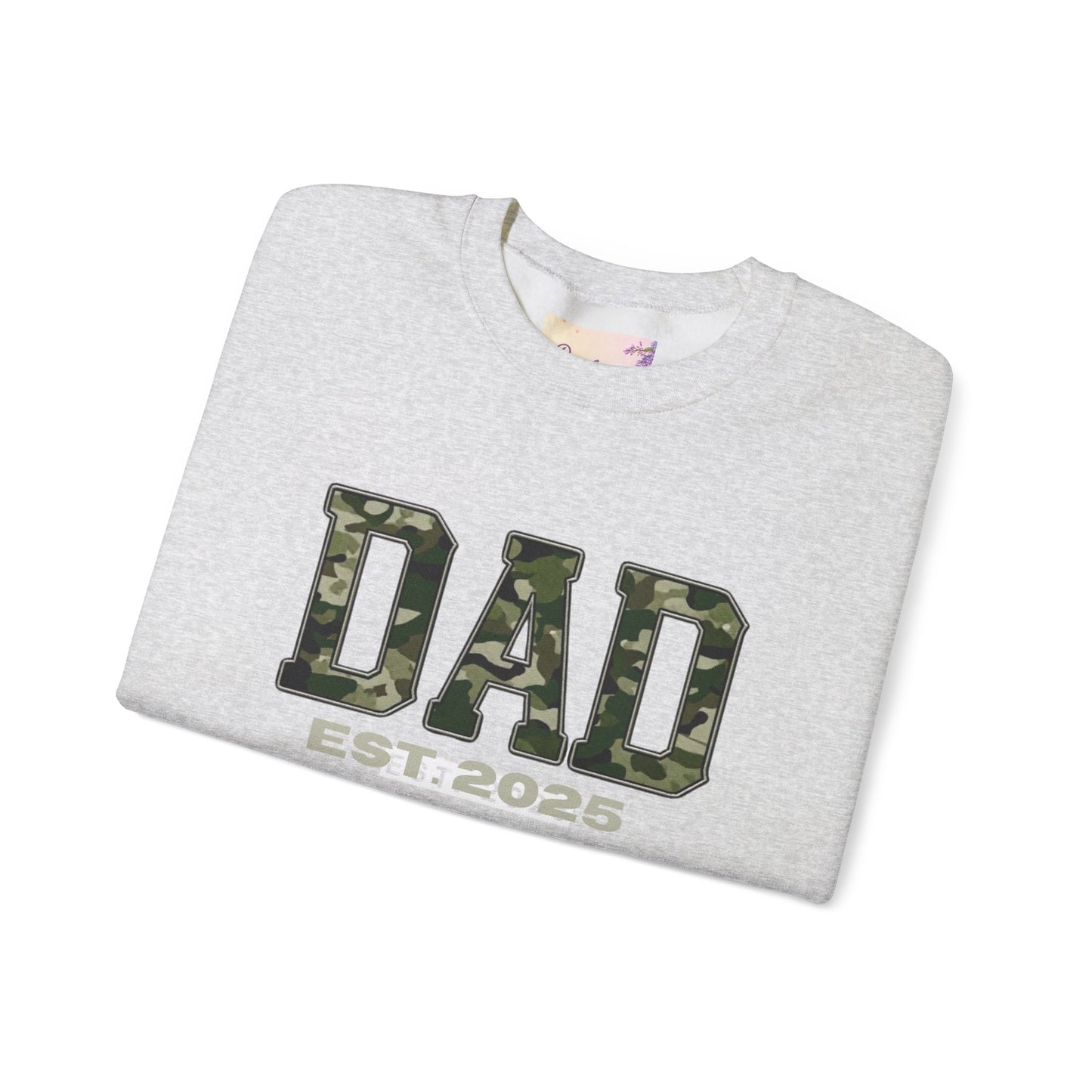 Camo Dad Crewneck Sweatshirt, Perfect Gift for New Dads, Family Gathering, Casual Style, Dad Established 2025, Unisex Sweatshirt