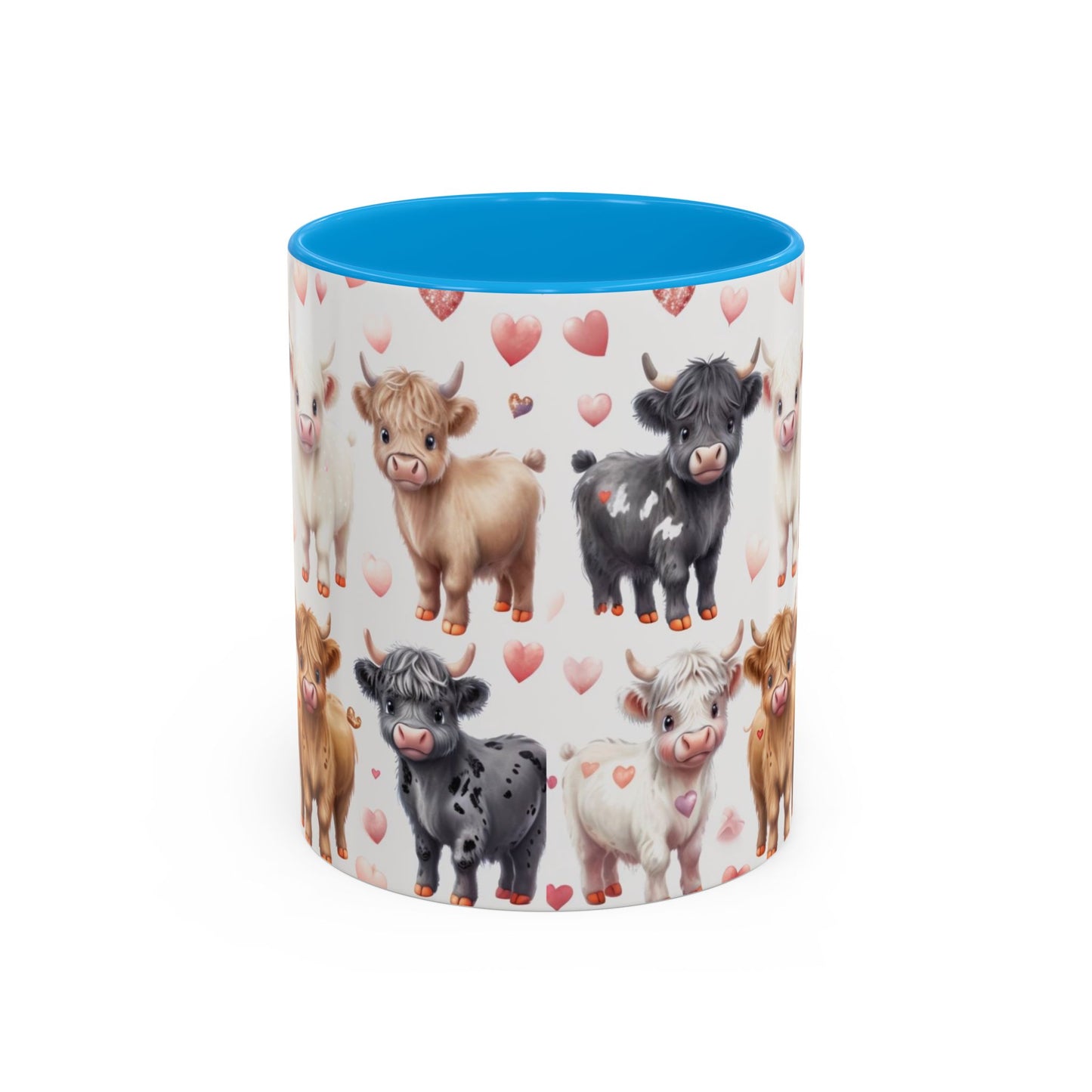 Valentines Mini Highland Cow Cermaic 11oz Color Mug Gift for Her, Him, Them, Child