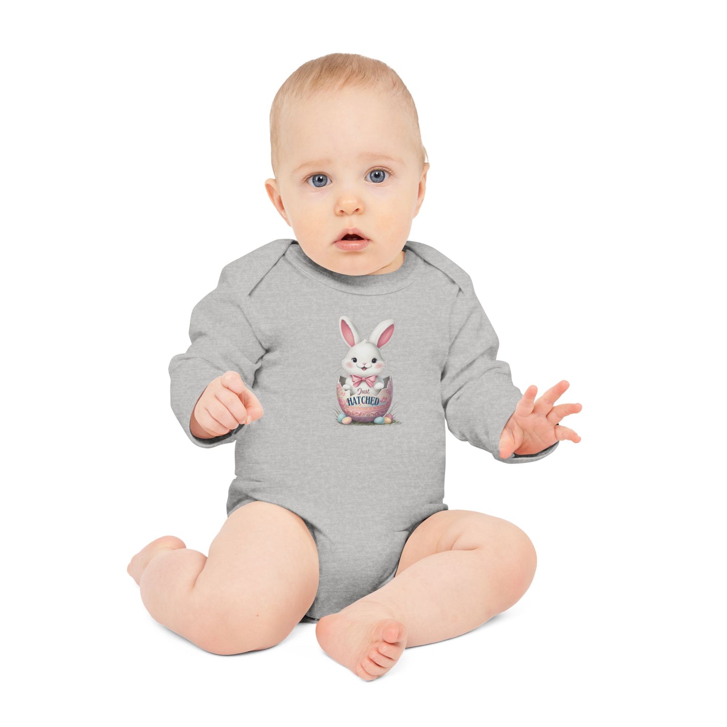 Cute Easter Bunny Organic Baby Bodysuit | Long Sleeve Infant Shirt