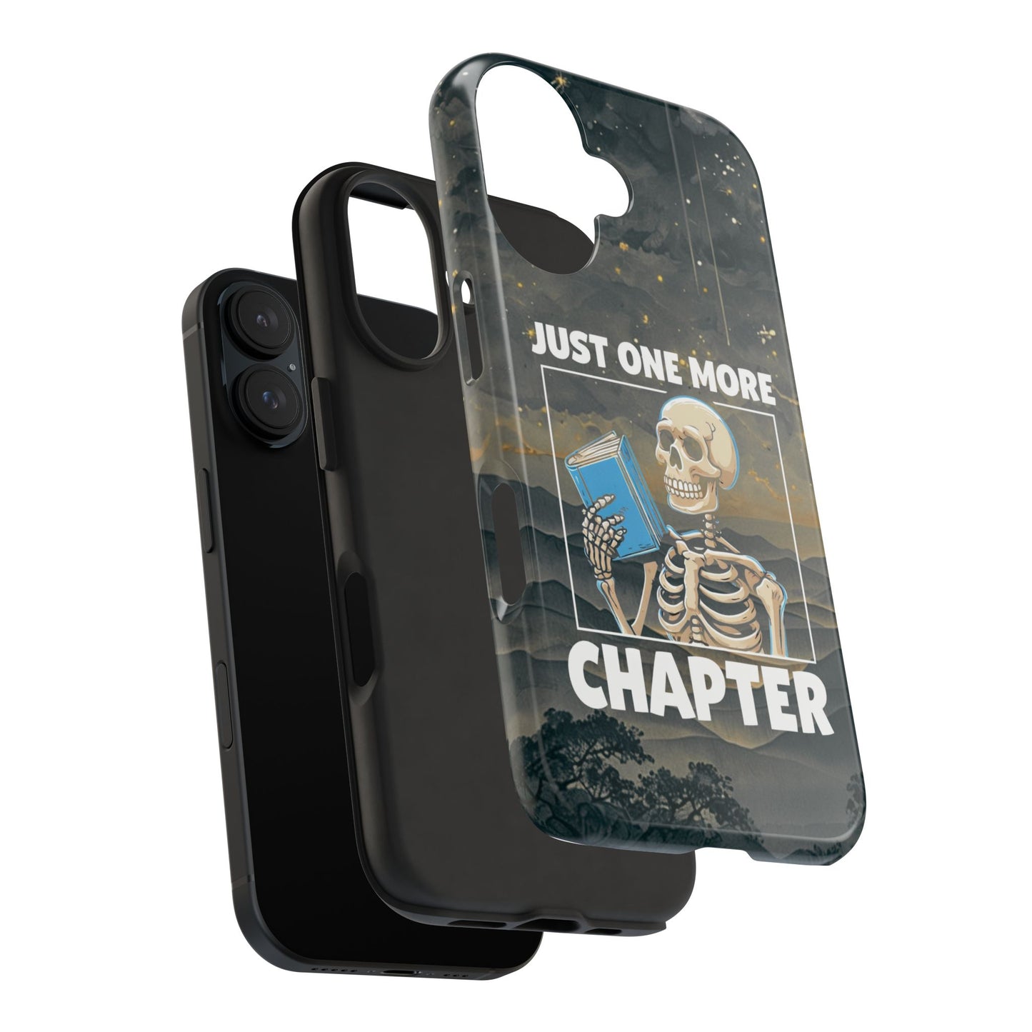 "Just One More Chapter" Skeleton Book Lover Tough Phone Case - Just One More Chapter, Unique Gift for Readers, Halloween Decor, Bookish Accessories, Literary