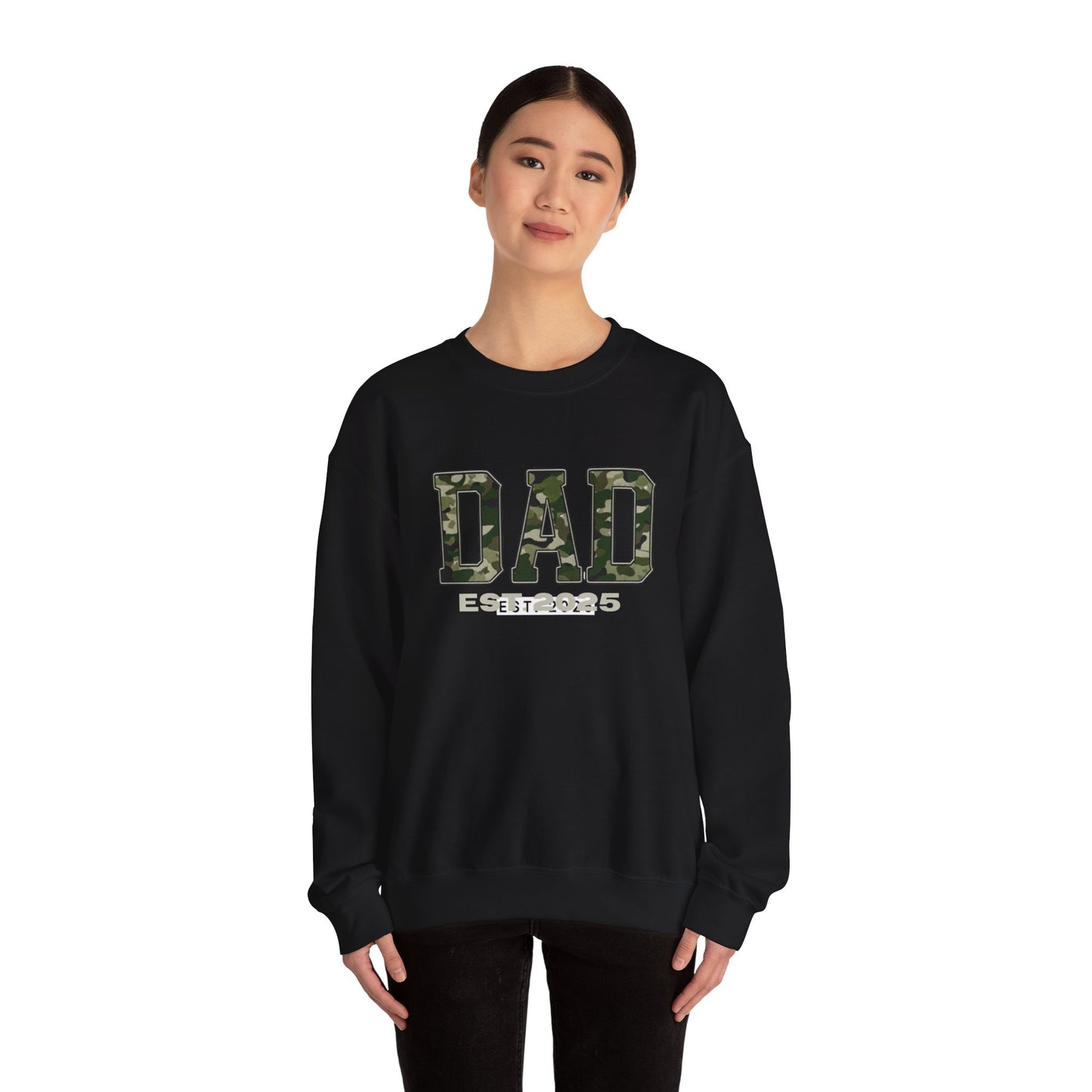 Camo Dad Crewneck Sweatshirt, Perfect Gift for New Dads, Family Gathering, Casual Style, Dad Established 2025, Unisex Sweatshirt