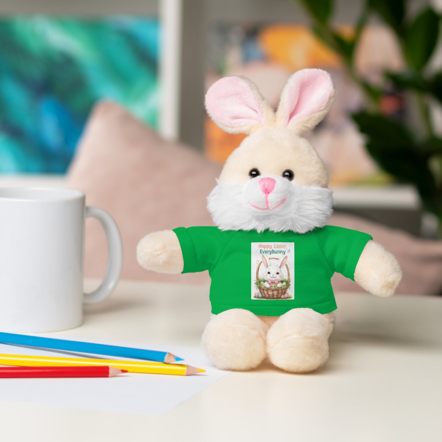 "Hoppy Easter" Easter Stuffed Animal Tee Bear - Perfect Gift for Kids