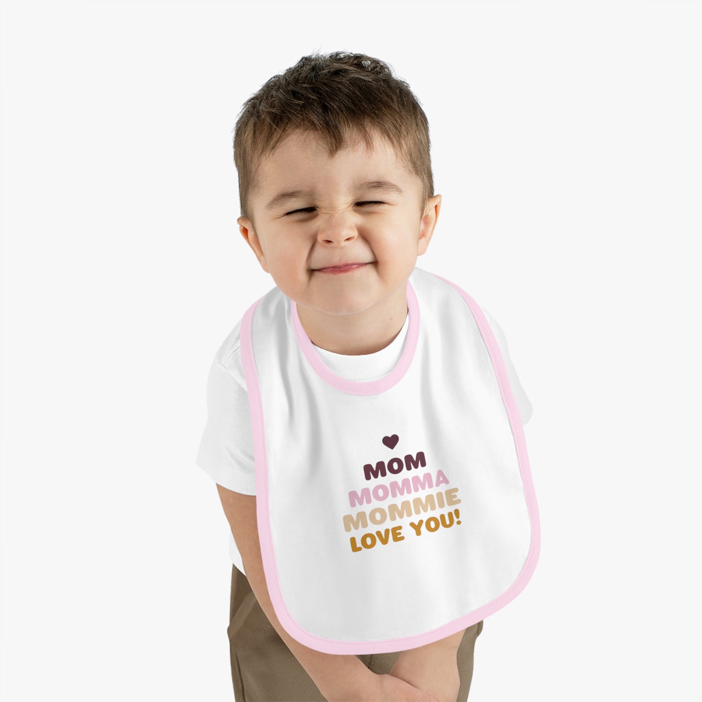 Cute 'Mom Love' Baby Bib – Perfect for New Moms and Gift Celebrations