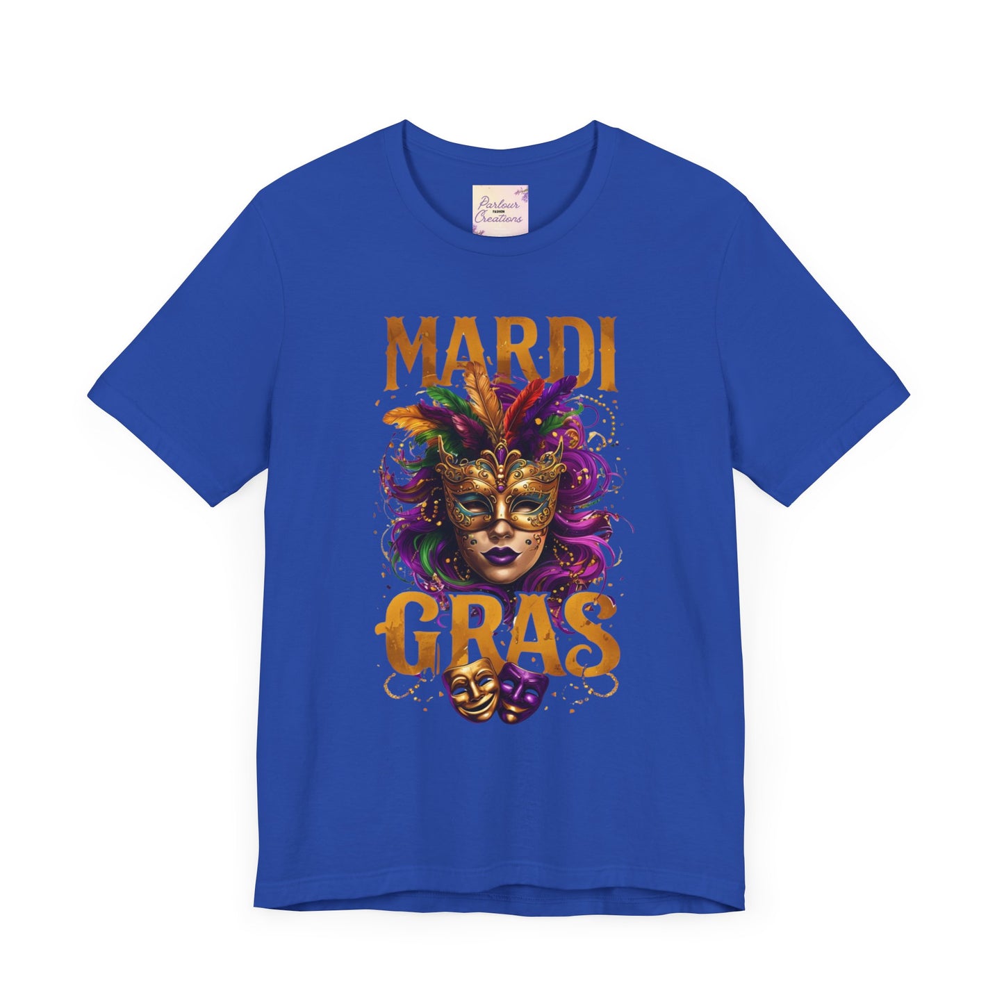 Mardi Gras Unisex Tee, festive t-shirt, carnival shirt, party apparel, mask design, celebration outfit